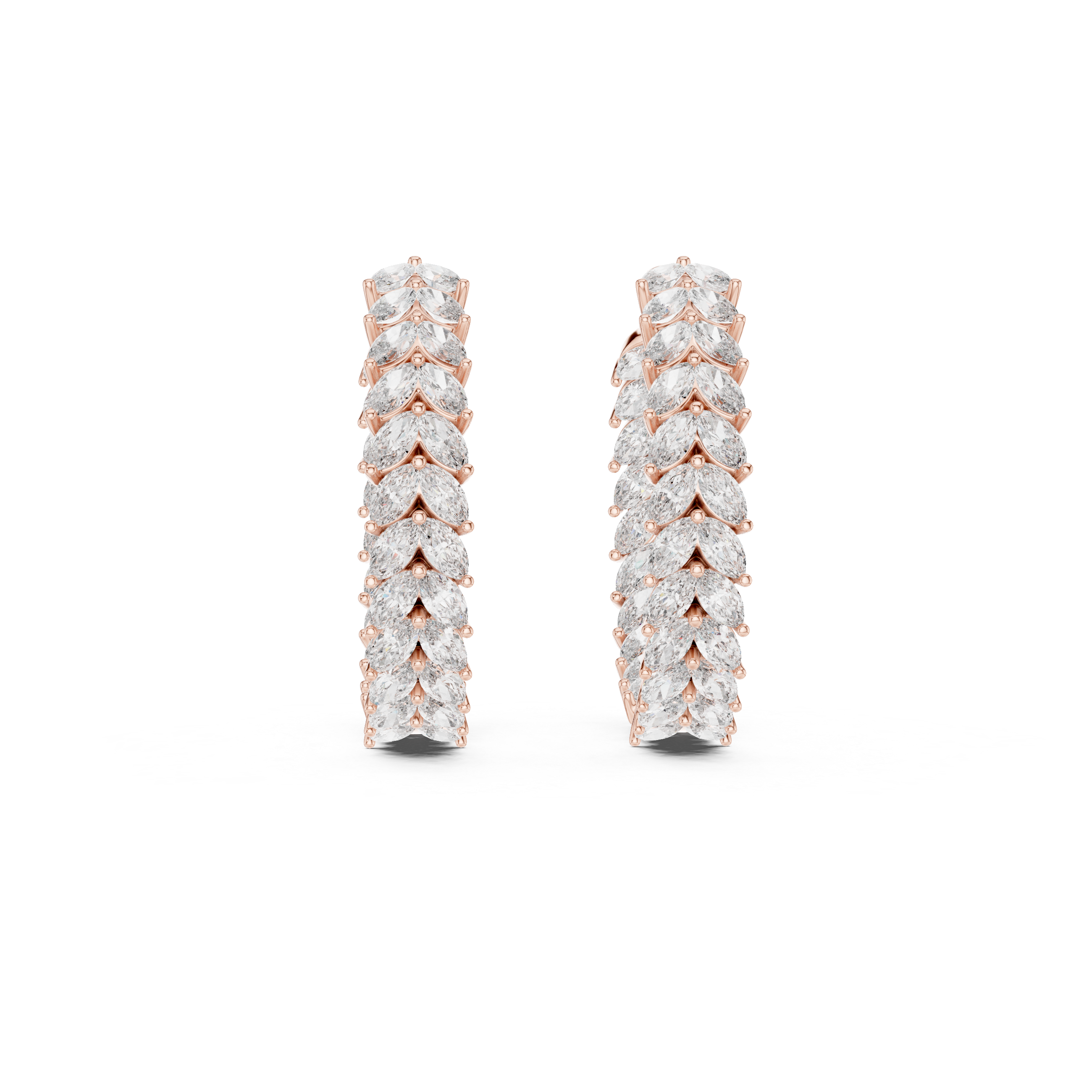 Rose Gold Moissanite Heggie Earrings – Bold Designer Sparkle Statement