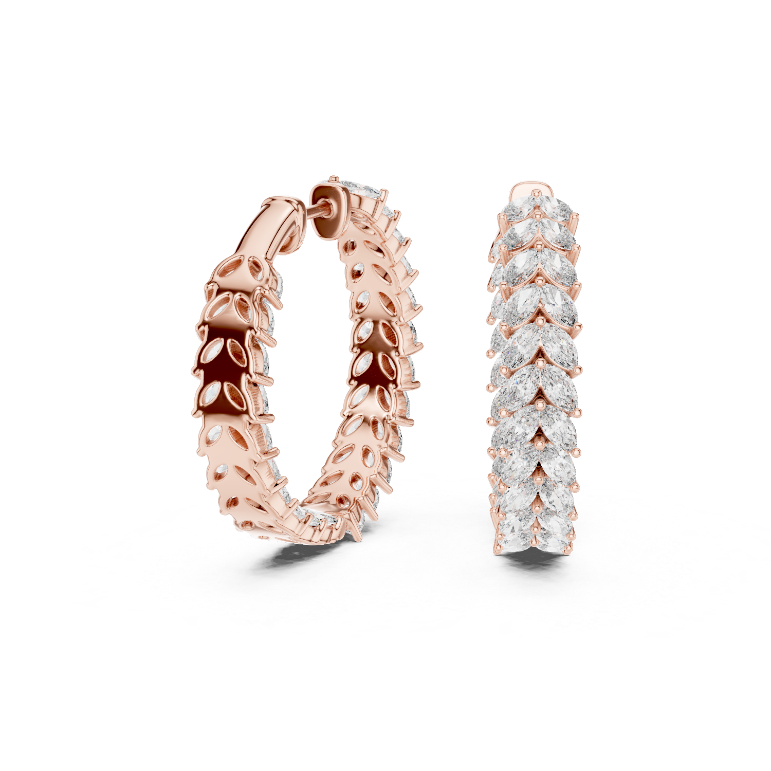 Rose Gold Moissanite Heggie Earrings – Bold Designer Sparkle Statement