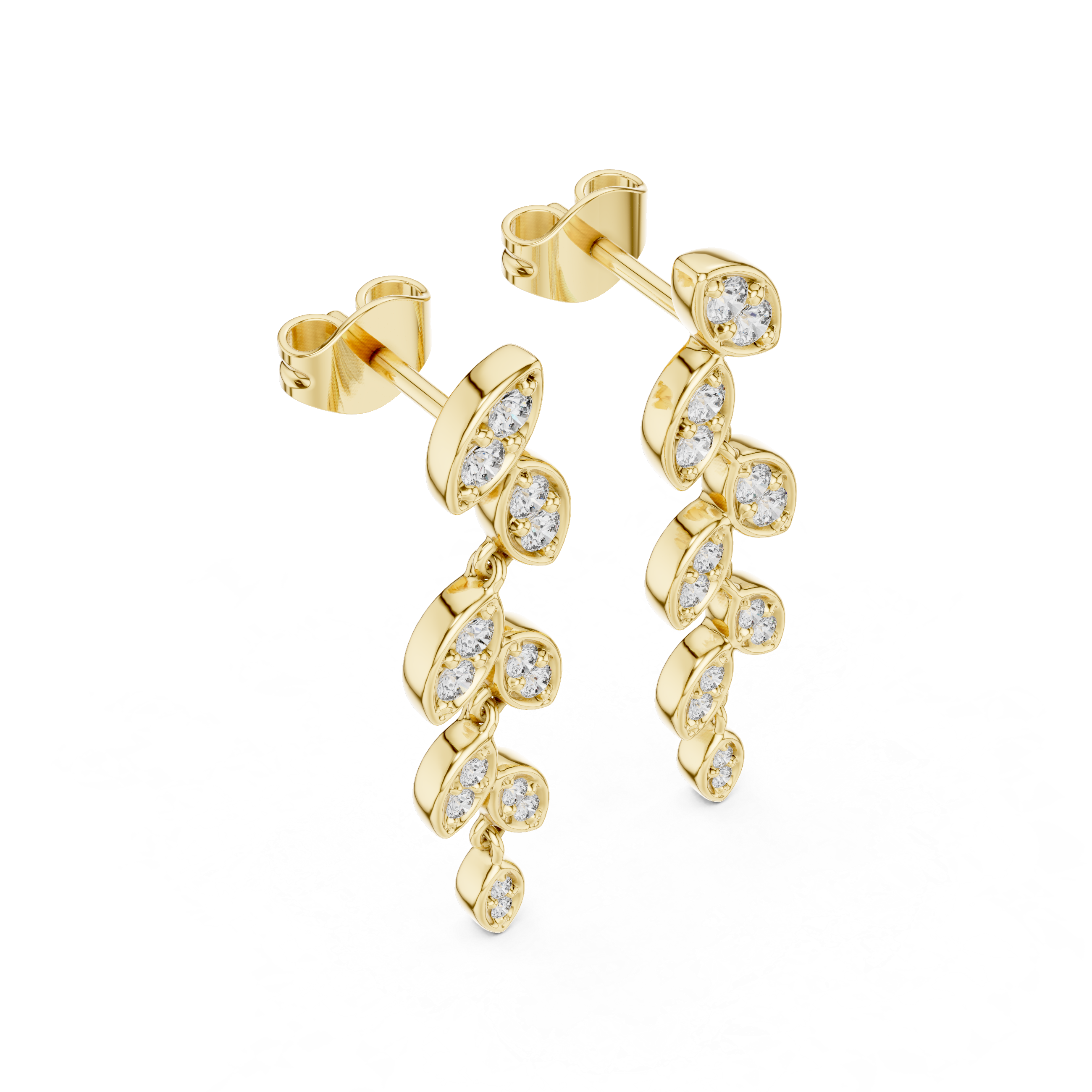 Yellow Gold Chandelier Earrings – Minimal Drop Design with Modern Elegance