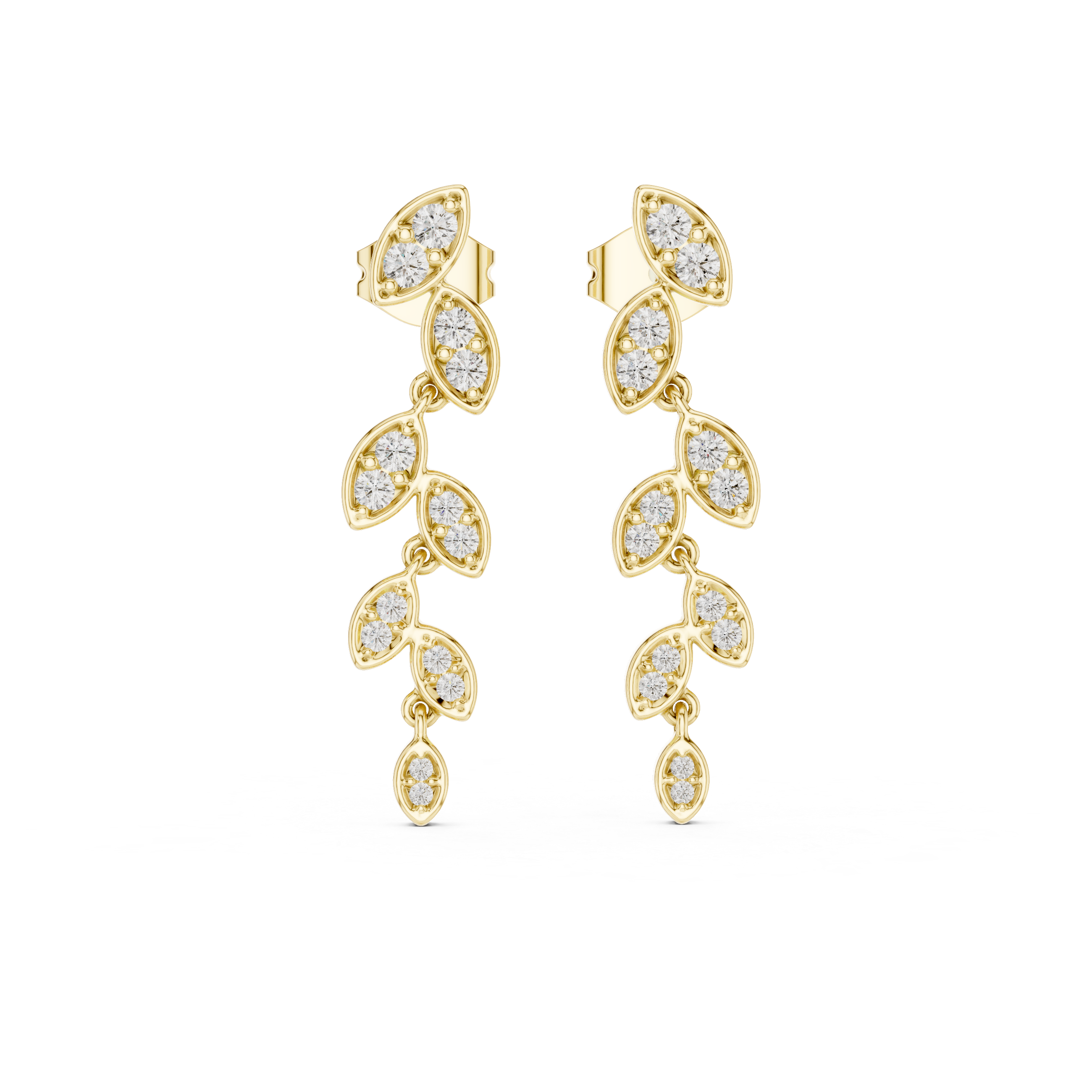 Yellow Gold Chandelier Earrings – Minimal Drop Design with Modern Elegance