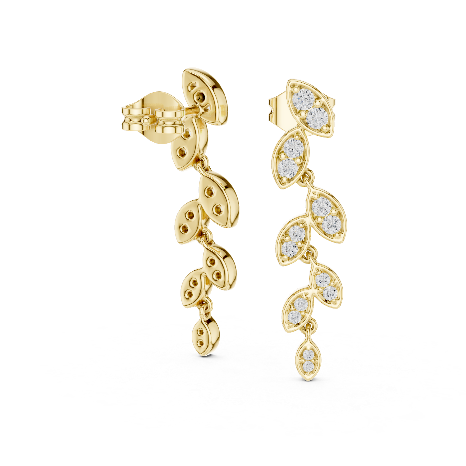 Yellow Gold Chandelier Earrings – Minimal Drop Design with Modern Elegance