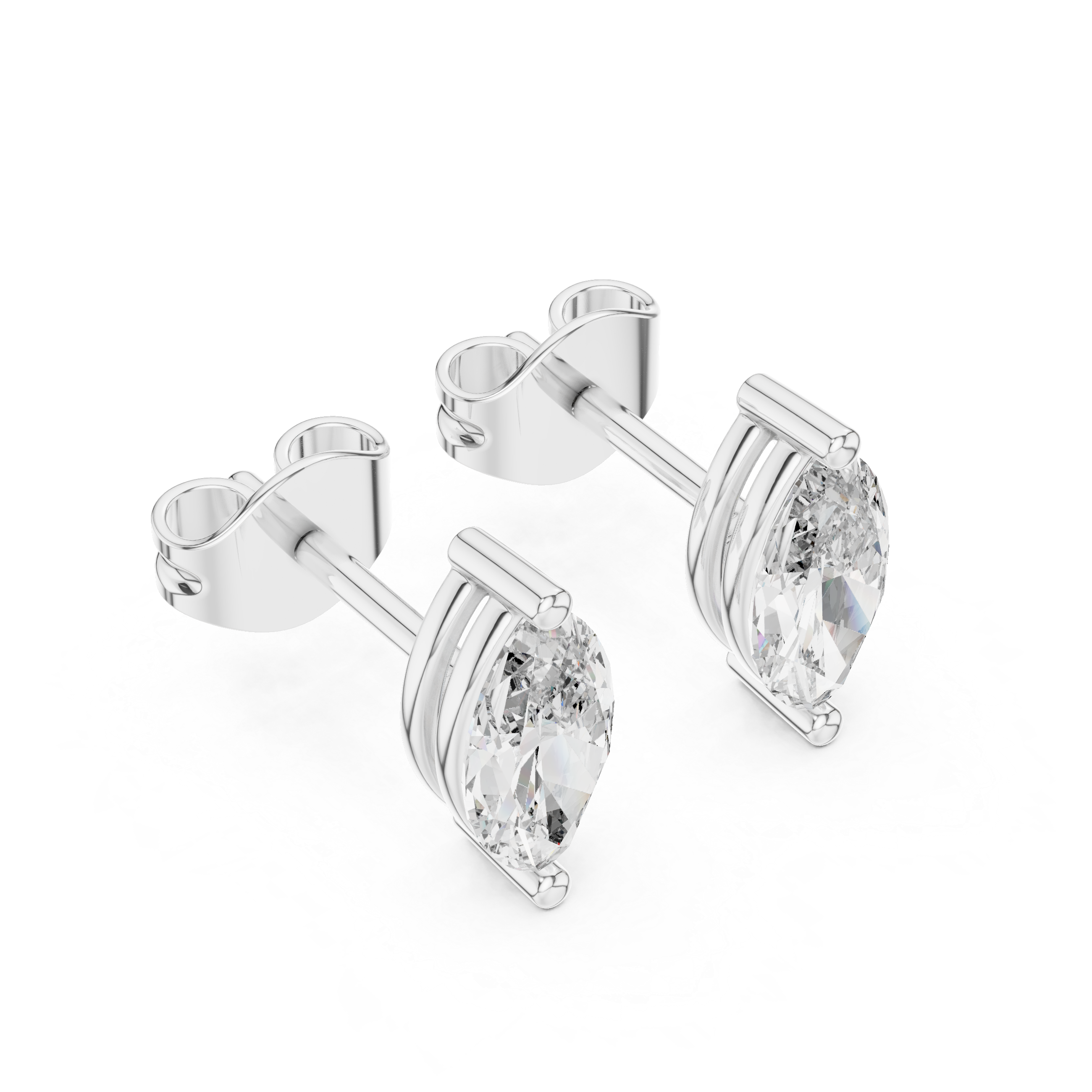 Rose Gold Marquise Cut Moissanite Stud Earrings – Sleek Modern Elegance