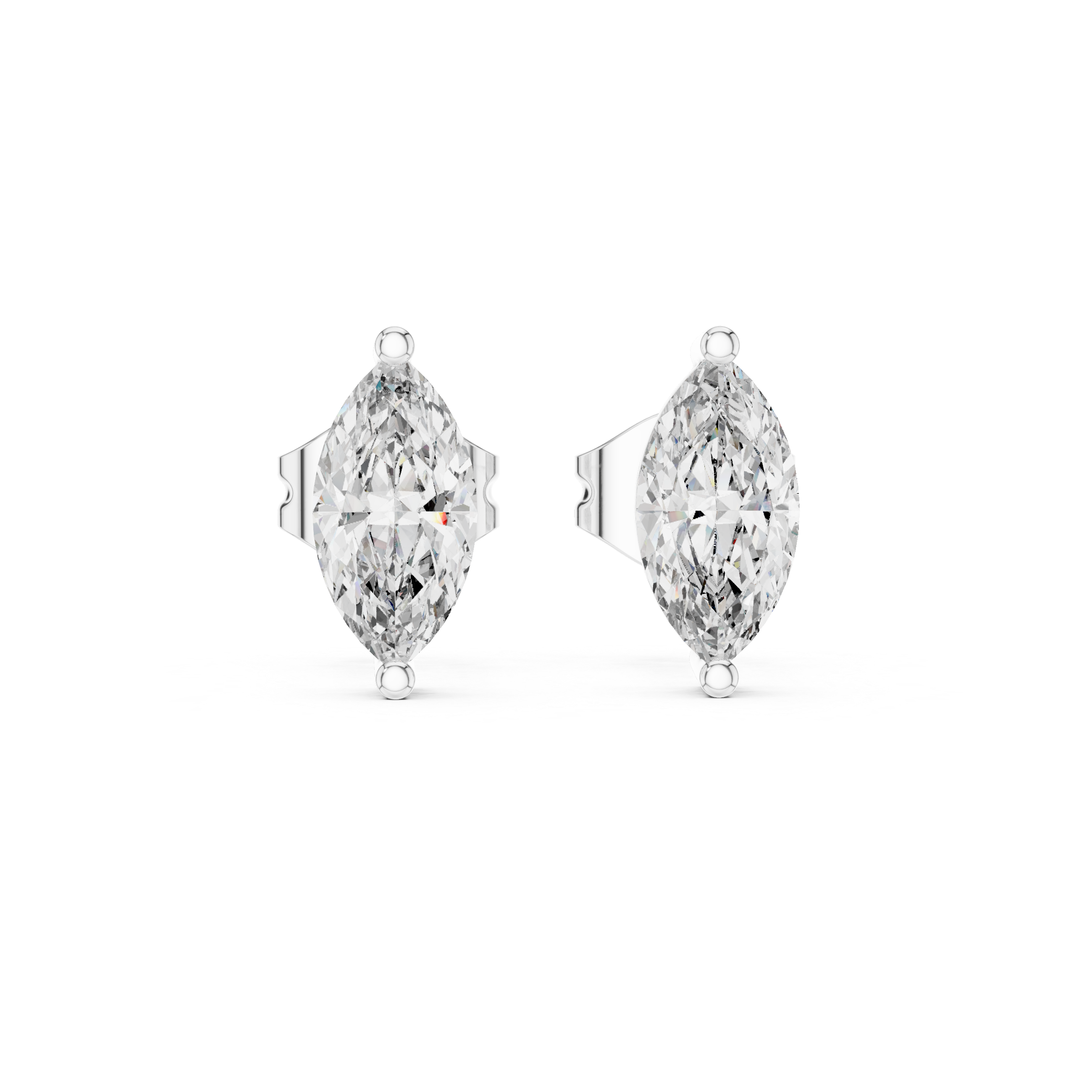 Rose Gold Marquise Cut Moissanite Stud Earrings – Sleek Modern Elegance