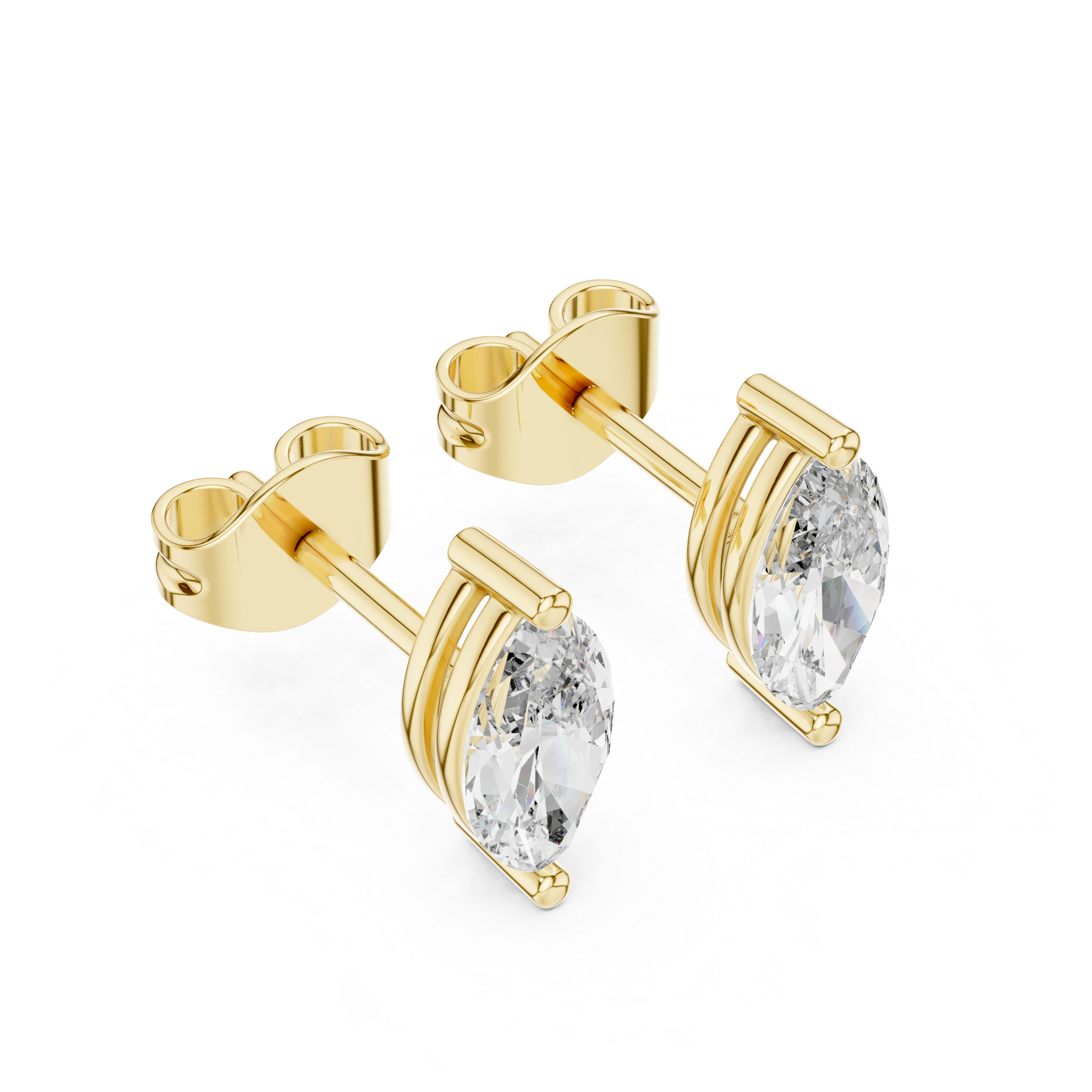 Rose Gold Marquise Cut Moissanite Stud Earrings – Sleek Modern Elegance