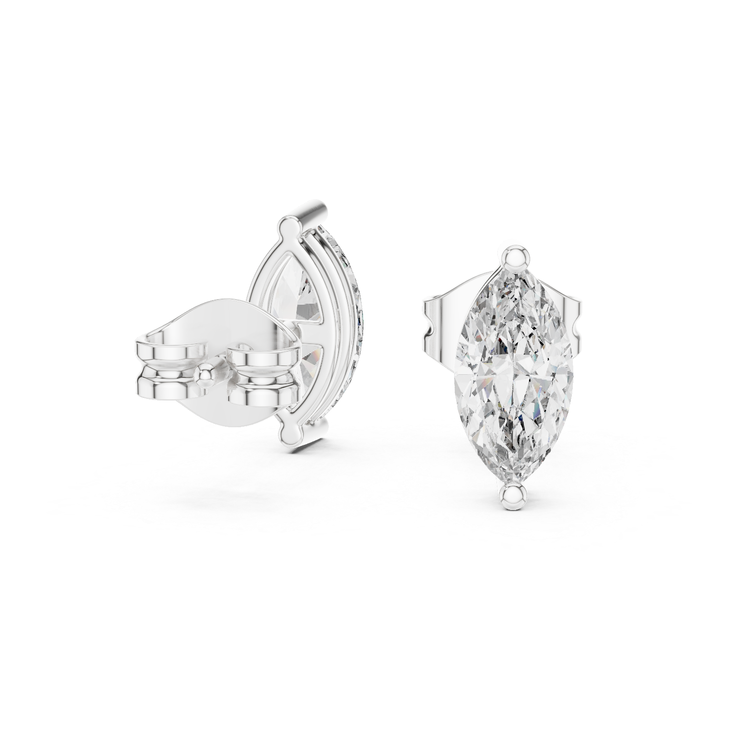 Rose Gold Marquise Cut Moissanite Stud Earrings – Sleek Modern Elegance