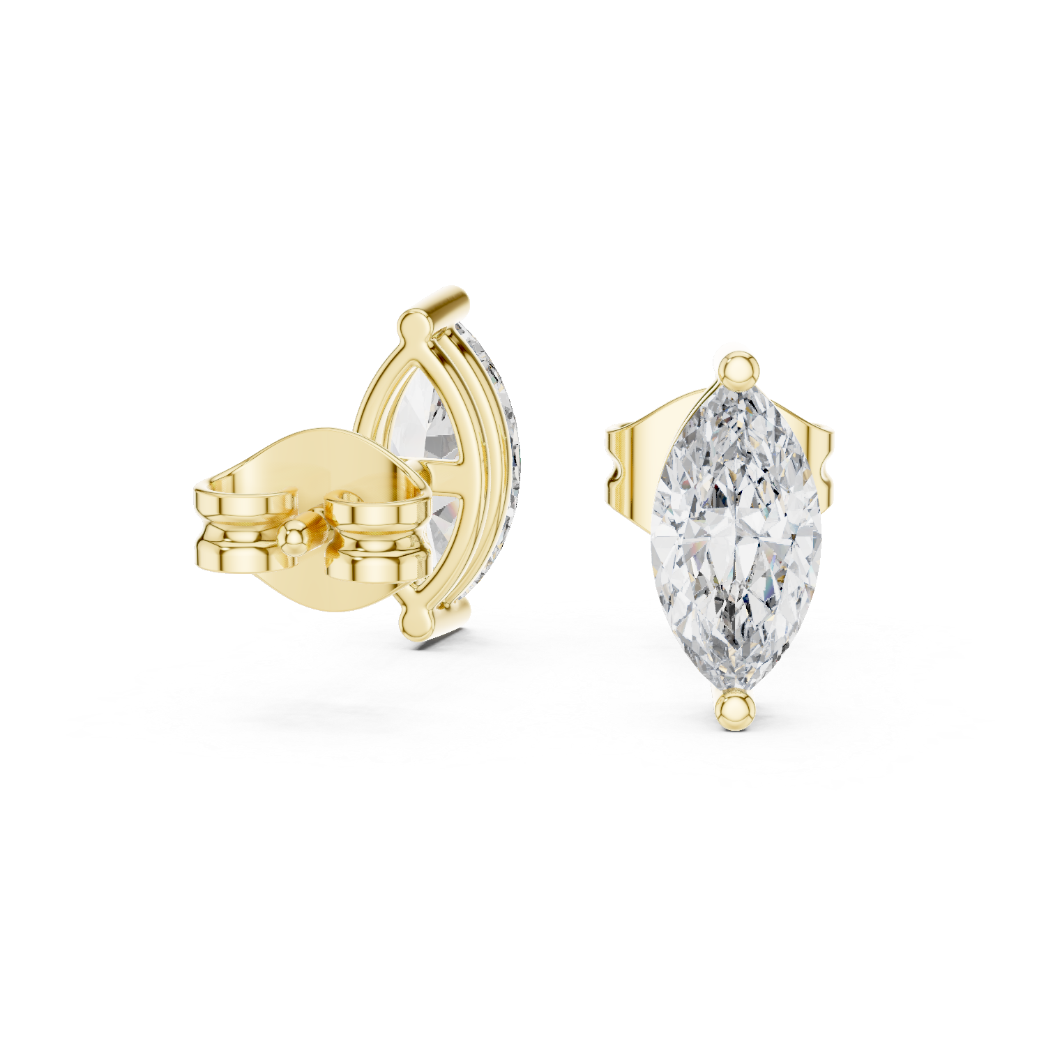 Rose Gold Marquise Cut Moissanite Stud Earrings – Sleek Modern Elegance