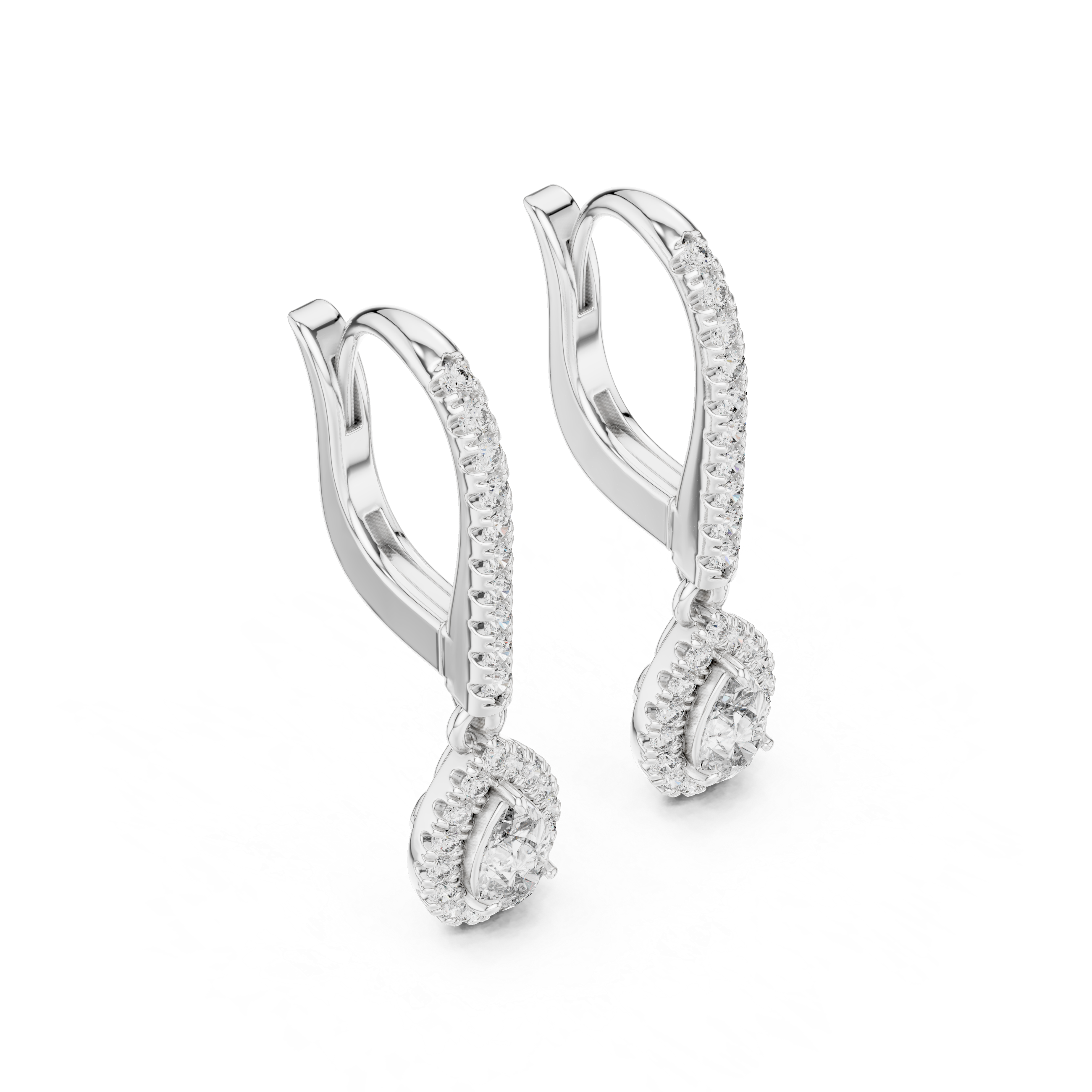 Pear And Round Yellow Gold Teardrop Halo Moissanite Dangle Earrings – Elegant Sparkle Statement