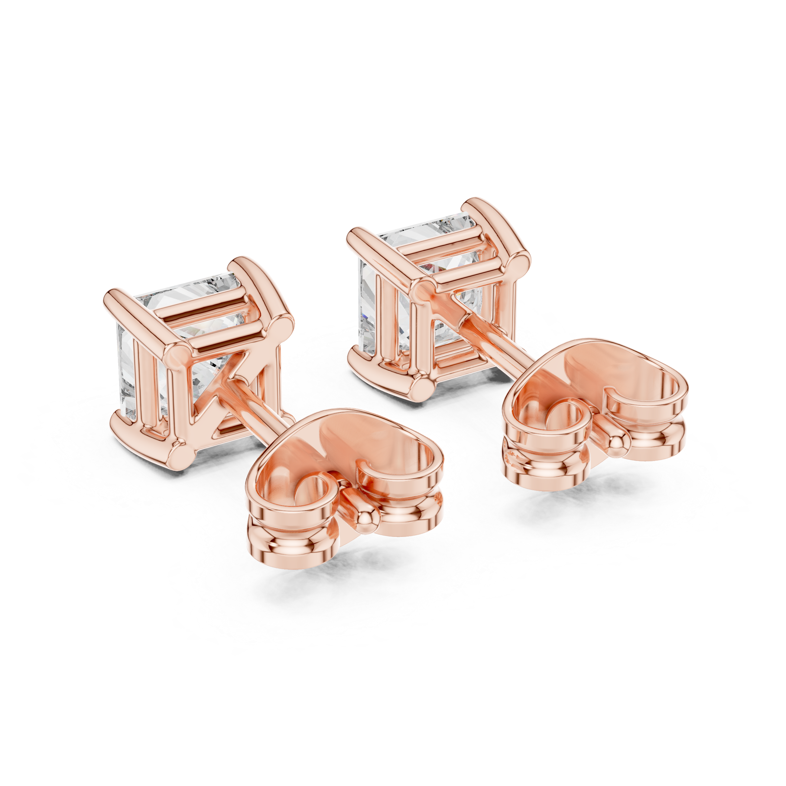 White Gold Princess Cut Moissanite Stud Earrings – Minimal Luxury Sparkle