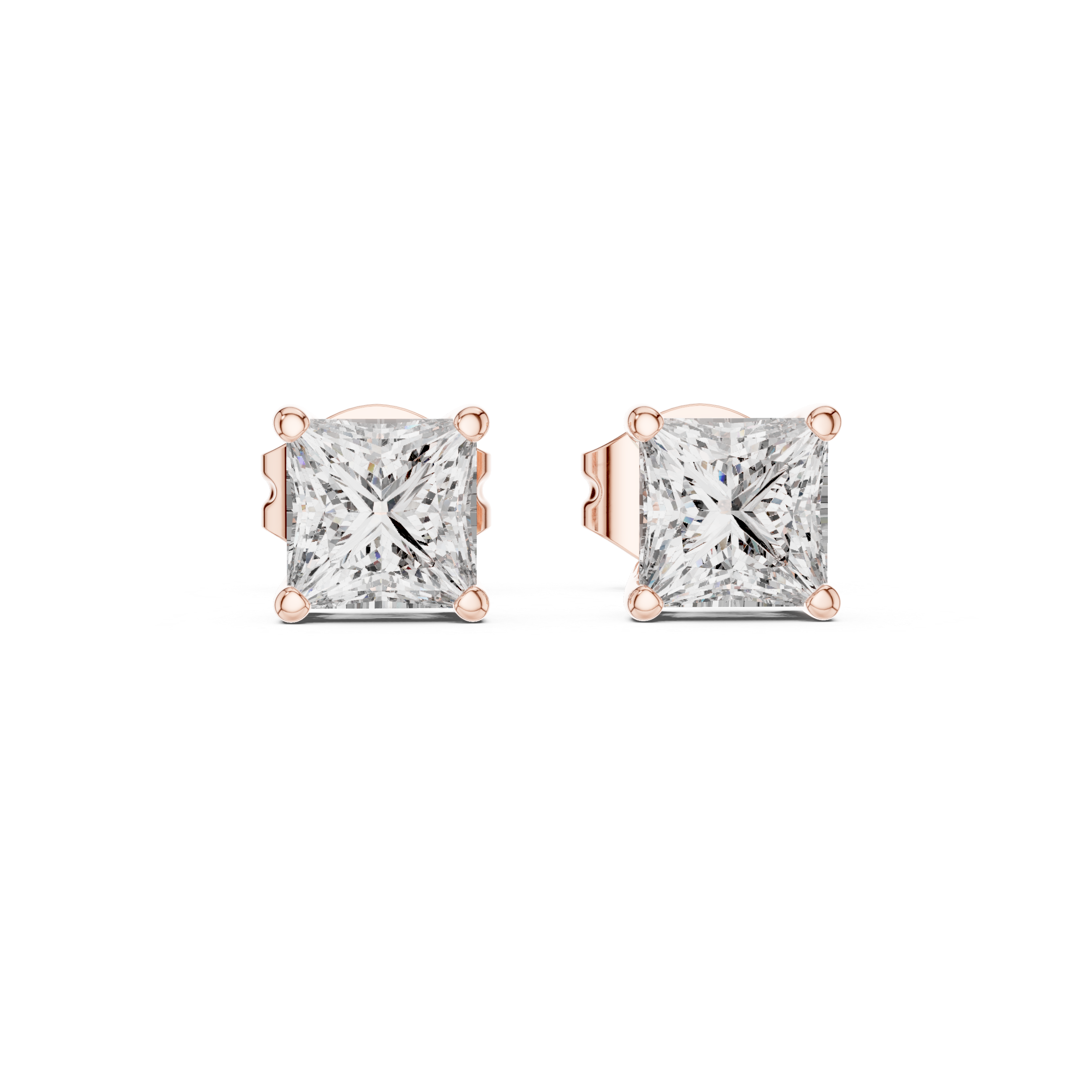 White Gold Princess Cut Moissanite Stud Earrings – Minimal Luxury Sparkle