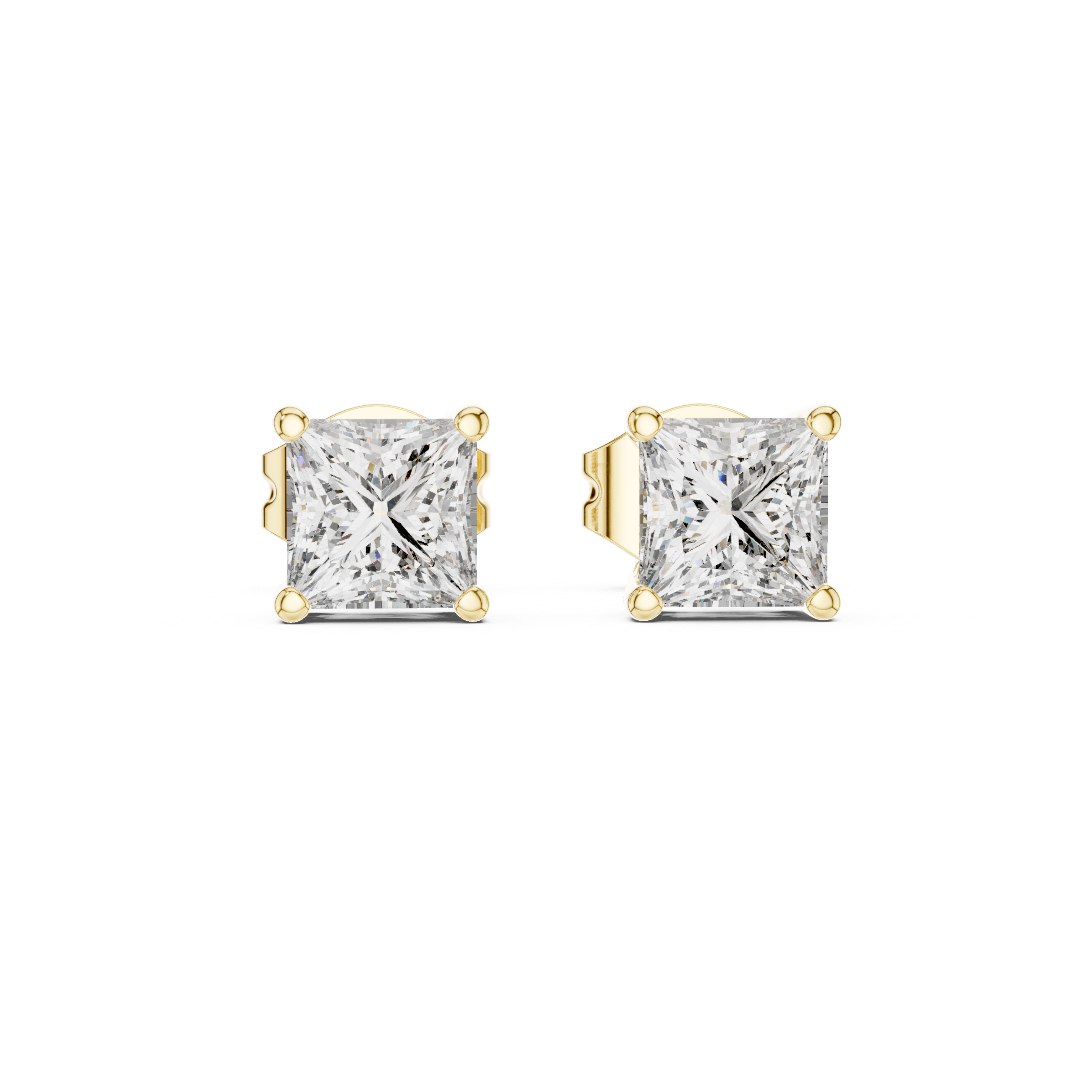 White Gold Princess Cut Moissanite Stud Earrings – Minimal Luxury Sparkle