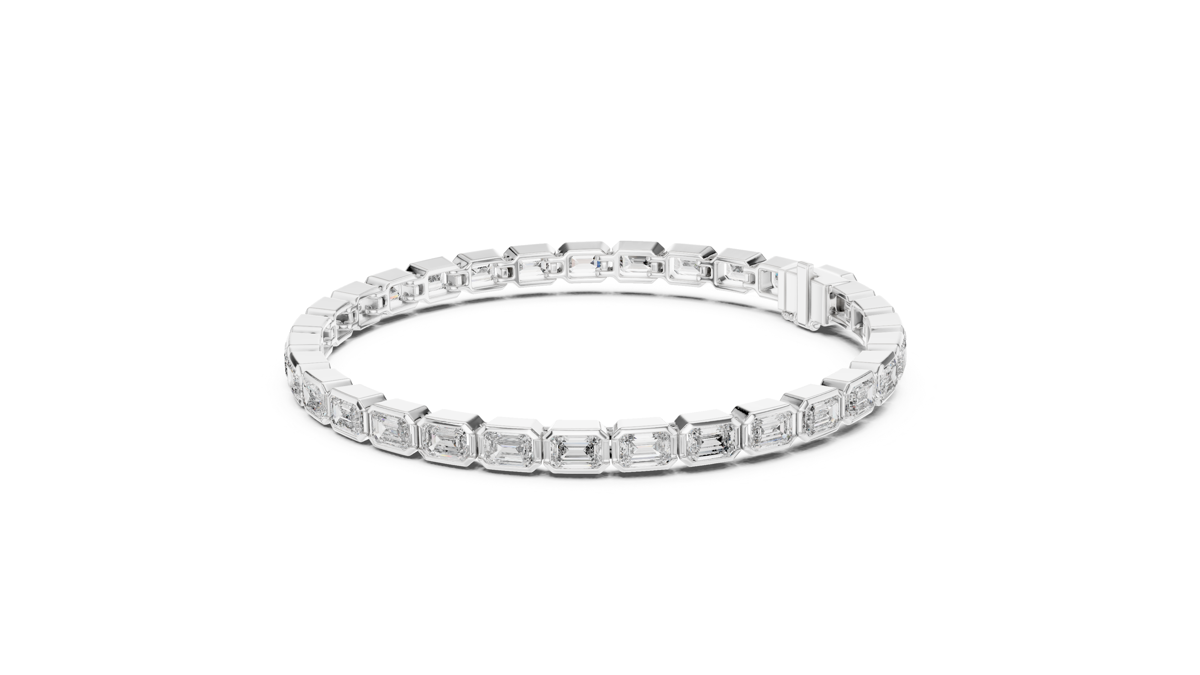 Rose Gold Emerald-Cut Moissanite Tennis Bracelet – Sleek Geometric Elegance
