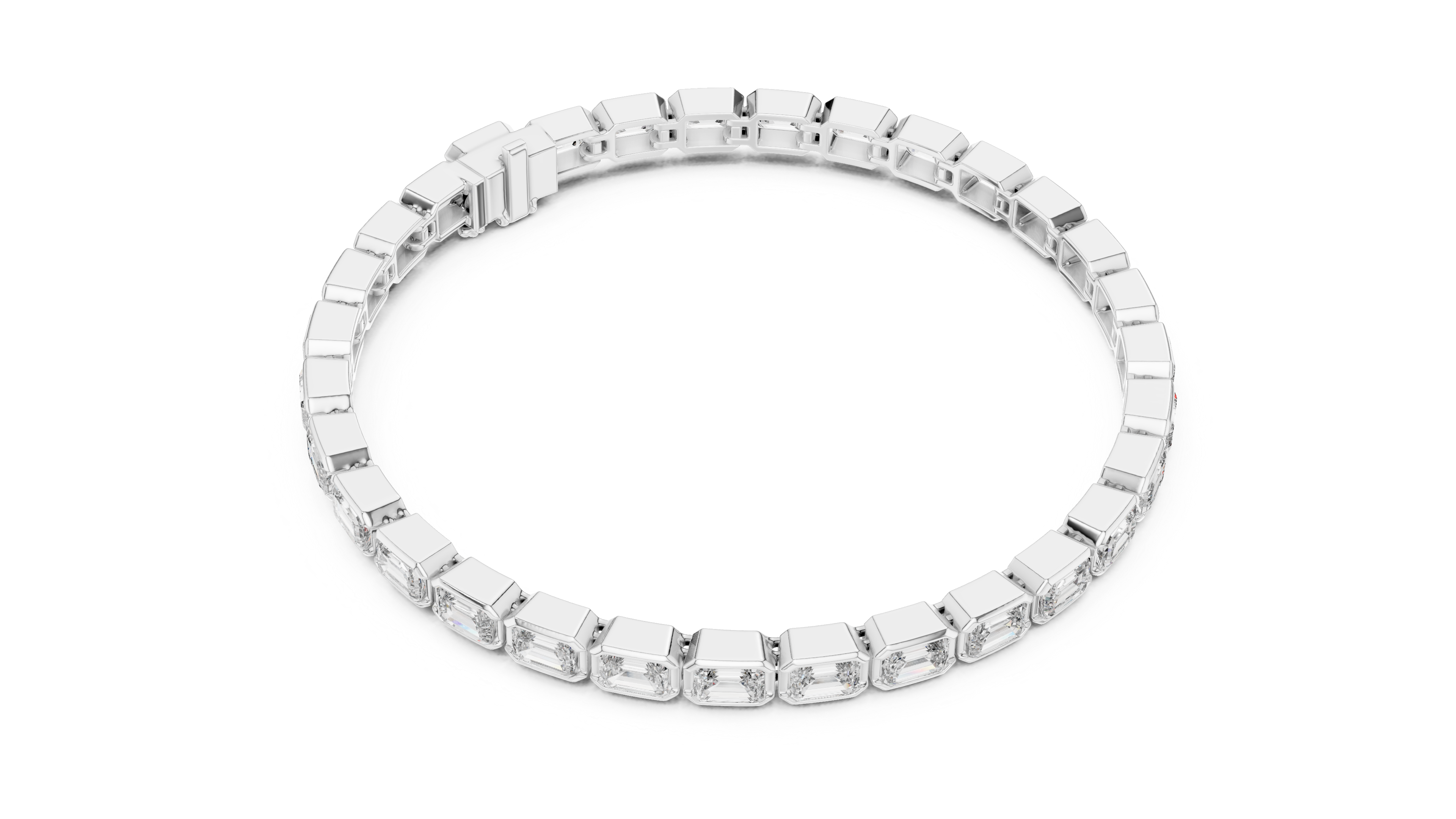 Rose Gold Emerald-Cut Moissanite Tennis Bracelet – Sleek Geometric Elegance