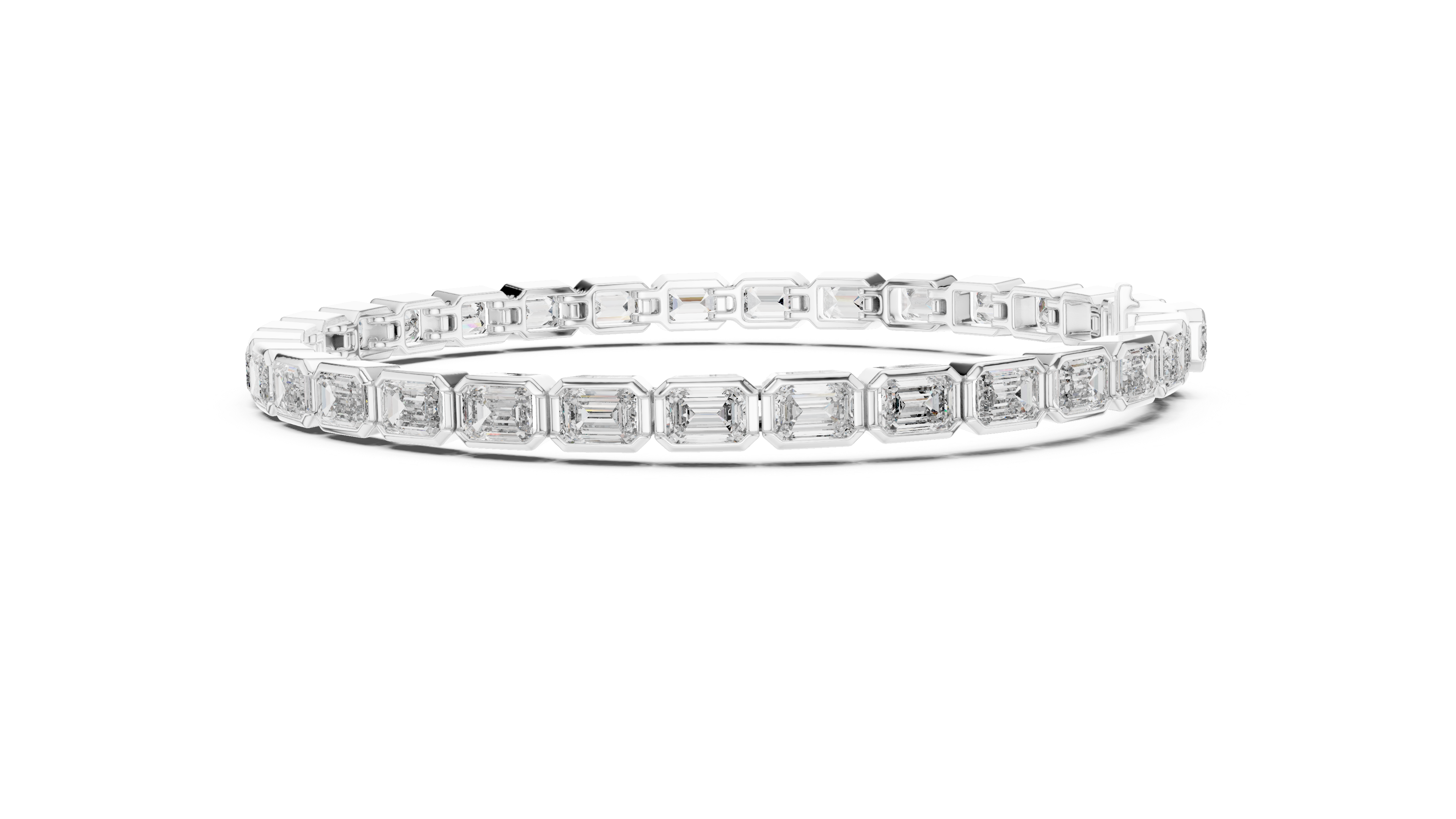 Rose Gold Emerald-Cut Moissanite Tennis Bracelet – Sleek Geometric Elegance