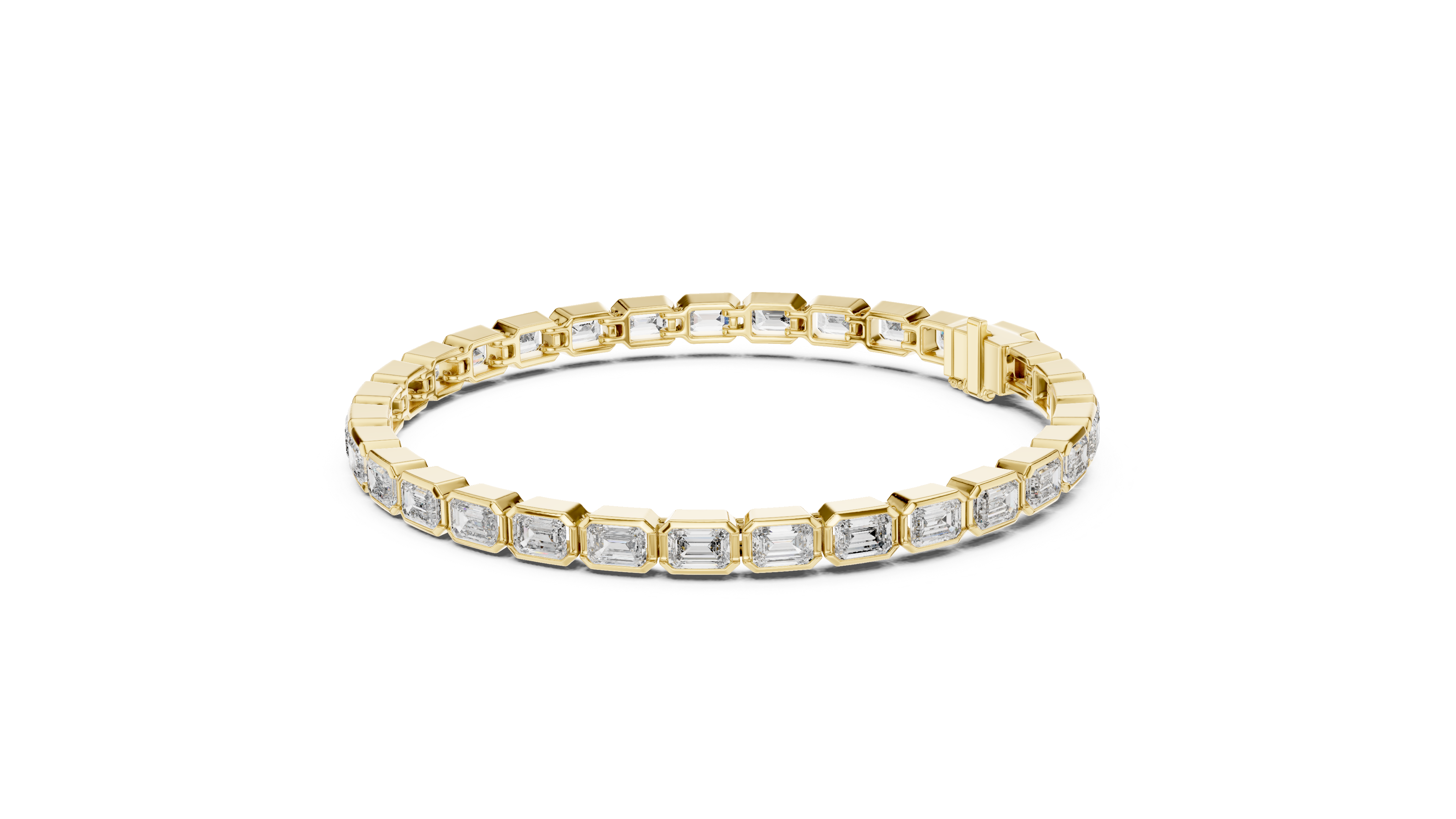 Rose Gold Emerald-Cut Moissanite Tennis Bracelet – Sleek Geometric Elegance