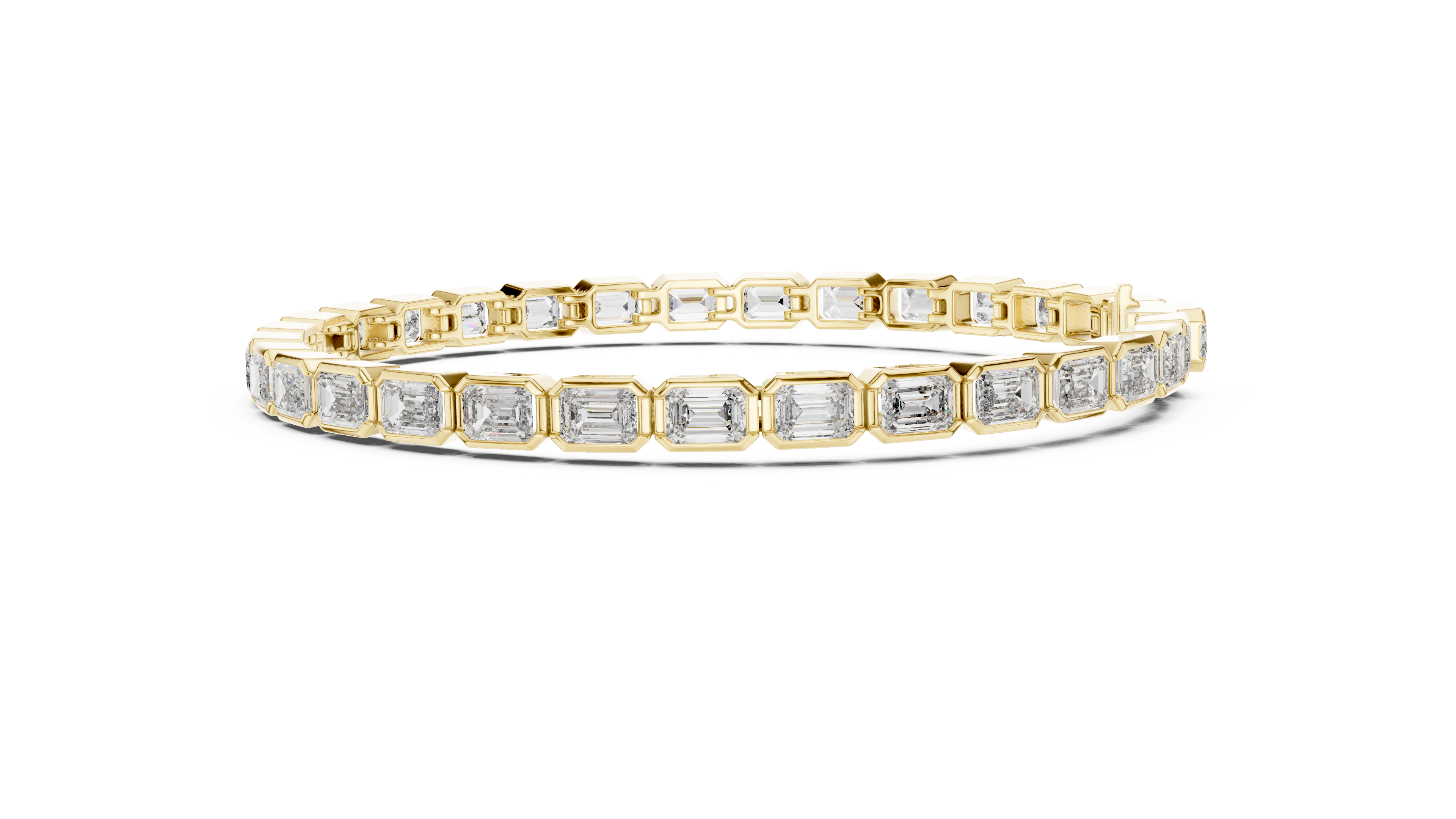 Rose Gold Emerald-Cut Moissanite Tennis Bracelet – Sleek Geometric Elegance