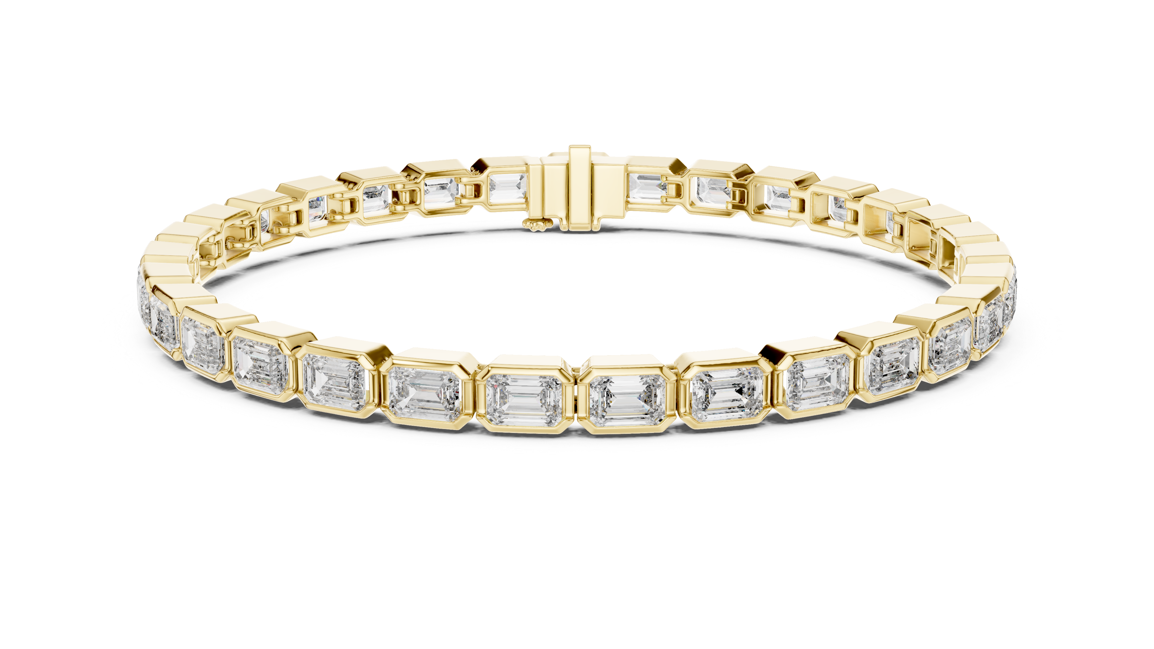 Rose Gold Emerald-Cut Moissanite Tennis Bracelet – Sleek Geometric Elegance