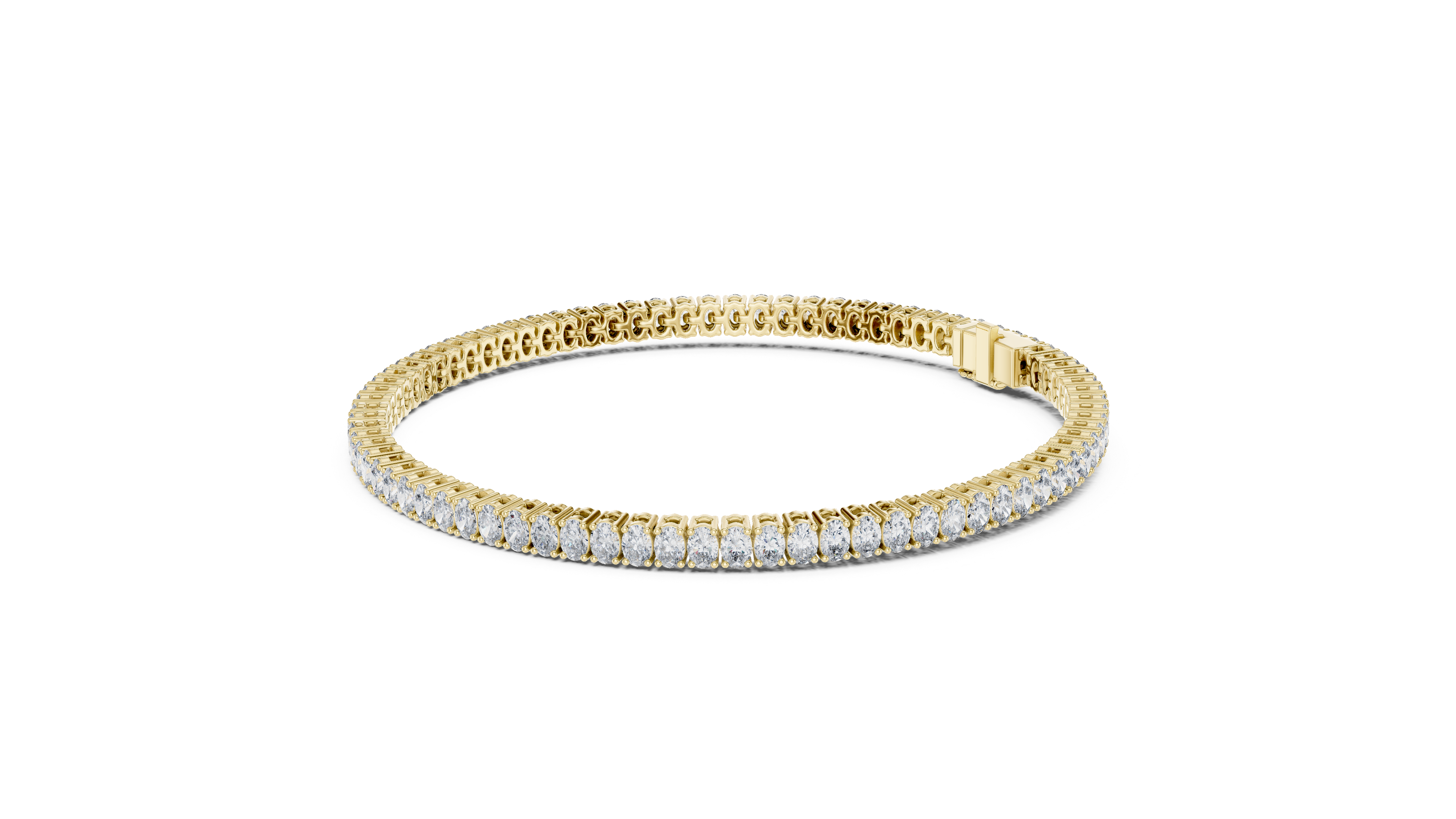 Yellow Gold Wave Oval Moissanite Bracelet – Elegant Twist White Gold Full Eternity Tennis Bracelet – Ultra Luxe Brillianceted Sparkle