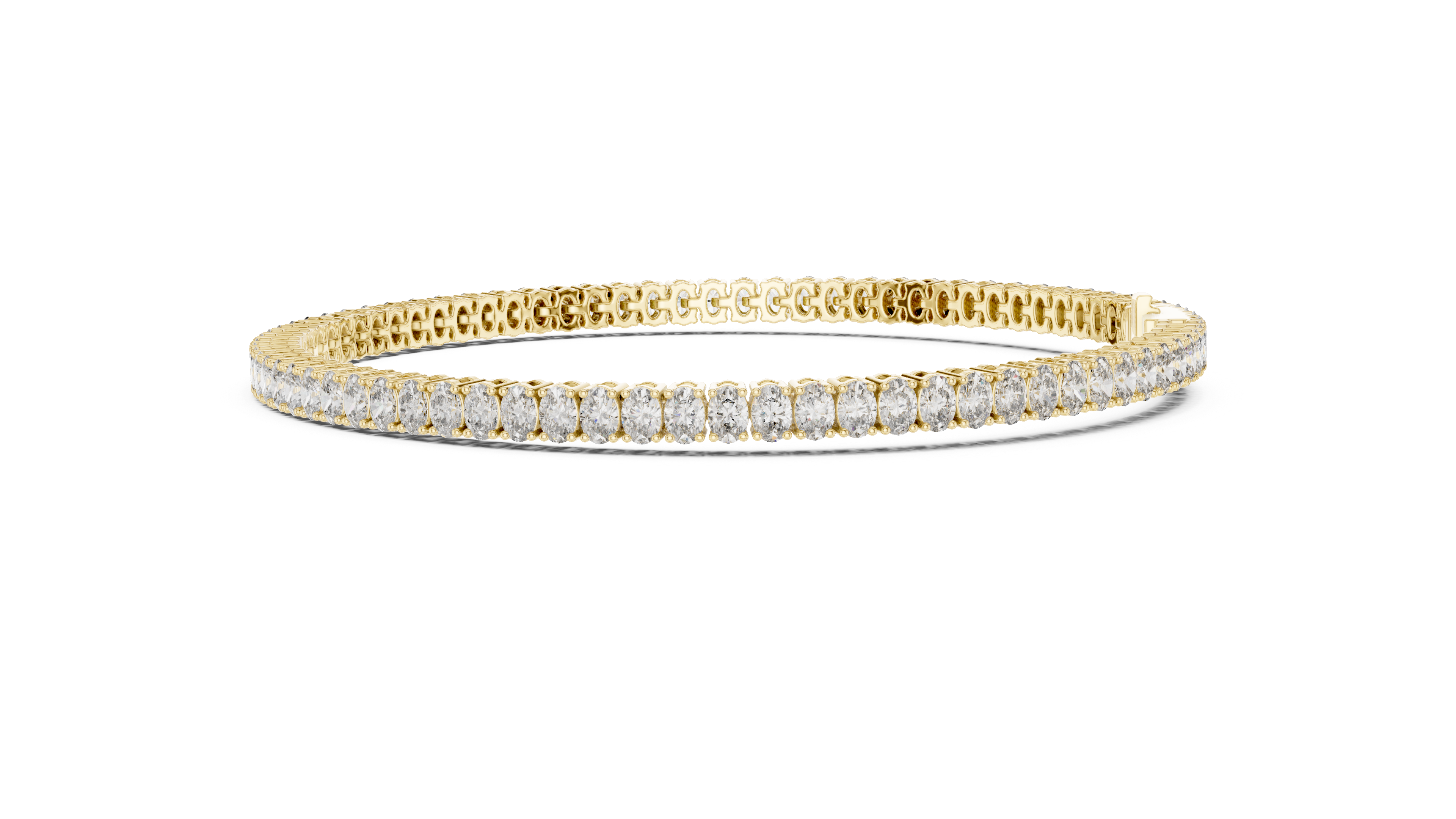 Yellow Gold Wave Oval Moissanite Bracelet – Elegant Twist White Gold Full Eternity Tennis Bracelet – Ultra Luxe Brillianceted Sparkle