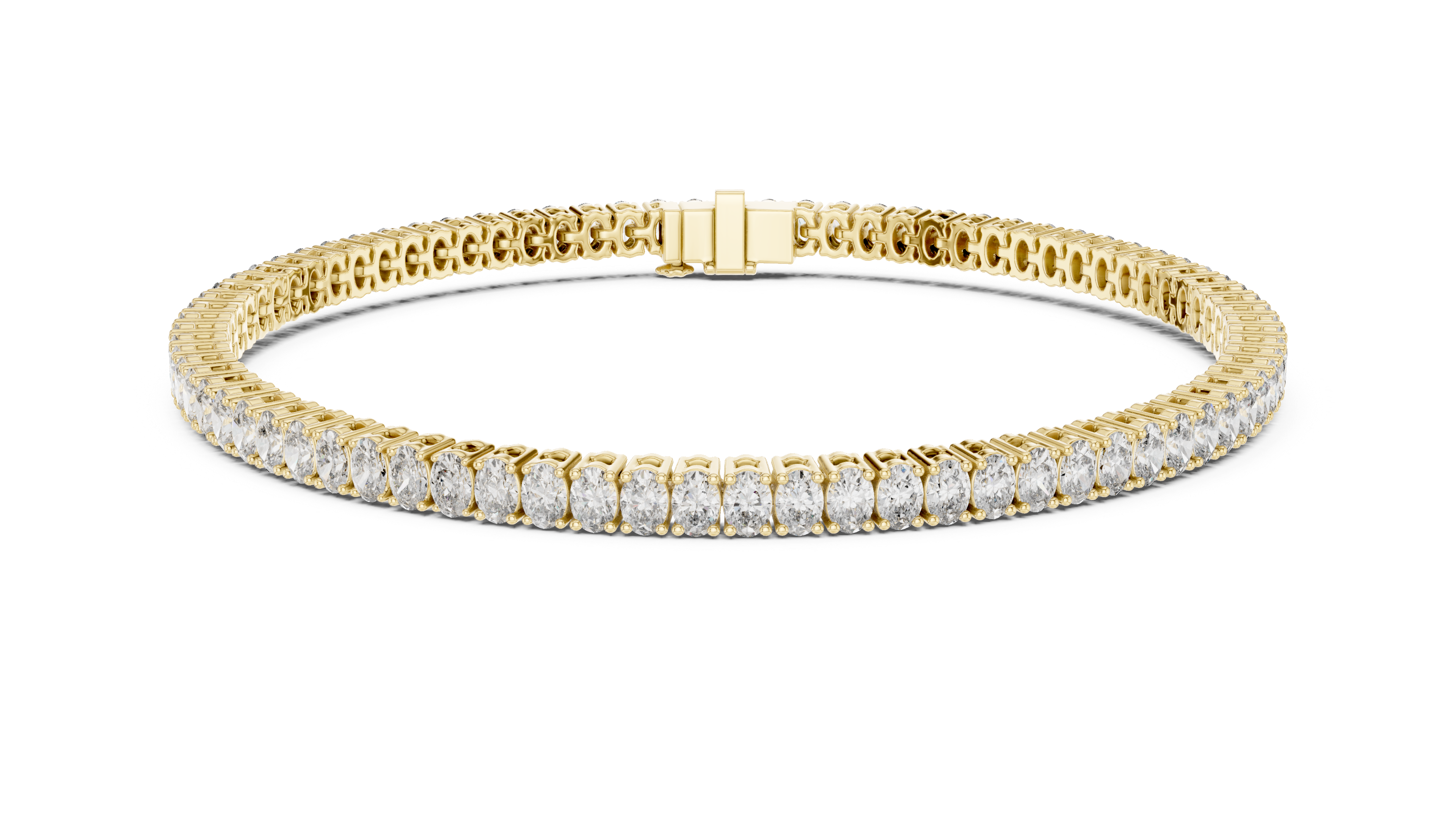 Yellow Gold Wave Oval Moissanite Bracelet – Elegant Twist White Gold Full Eternity Tennis Bracelet – Ultra Luxe Brillianceted Sparkle