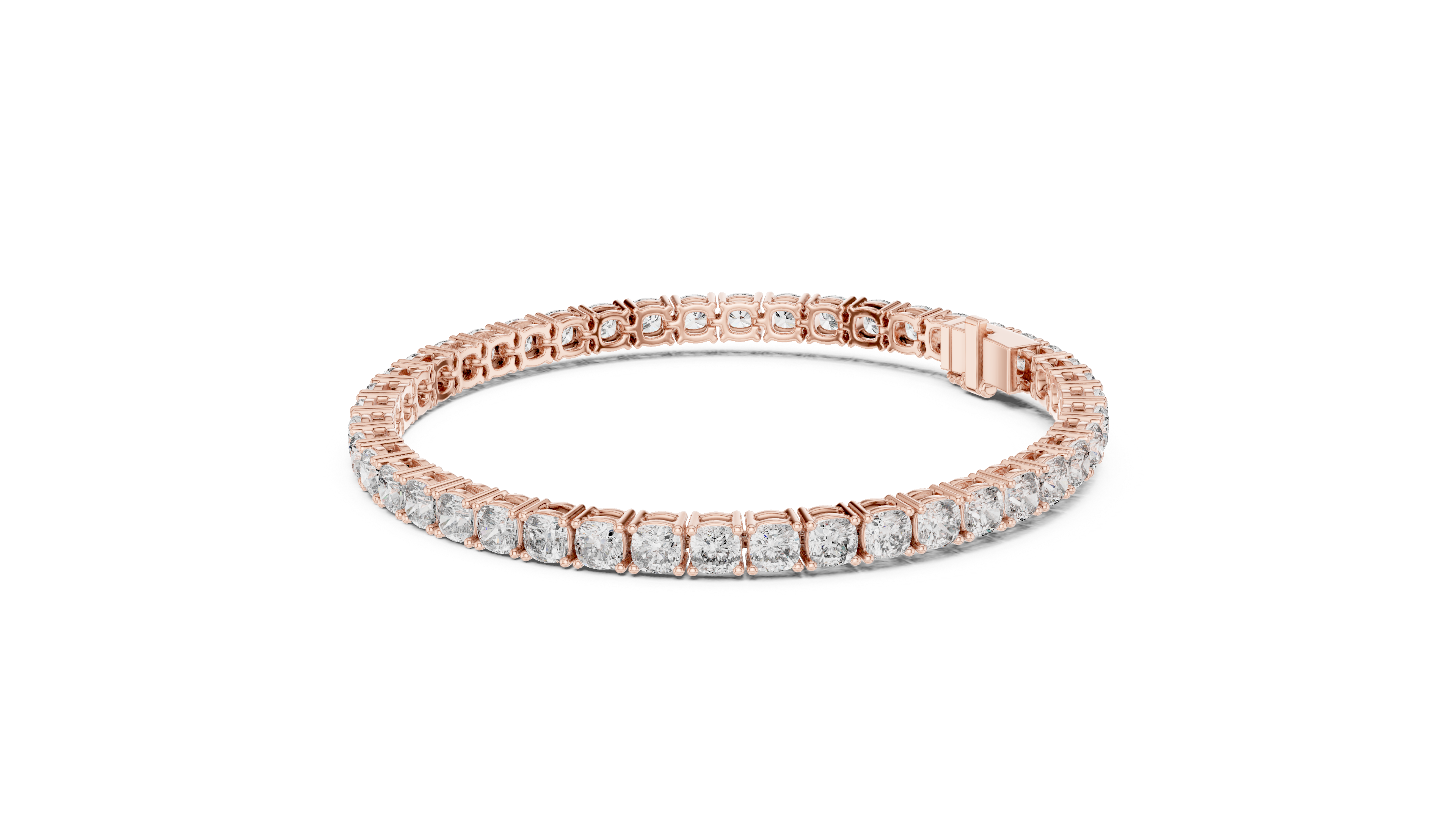 Rose Gold Cushion-Cut Moissanite Tennis Bracelet – Luxe Stone-Inspired Sparkle