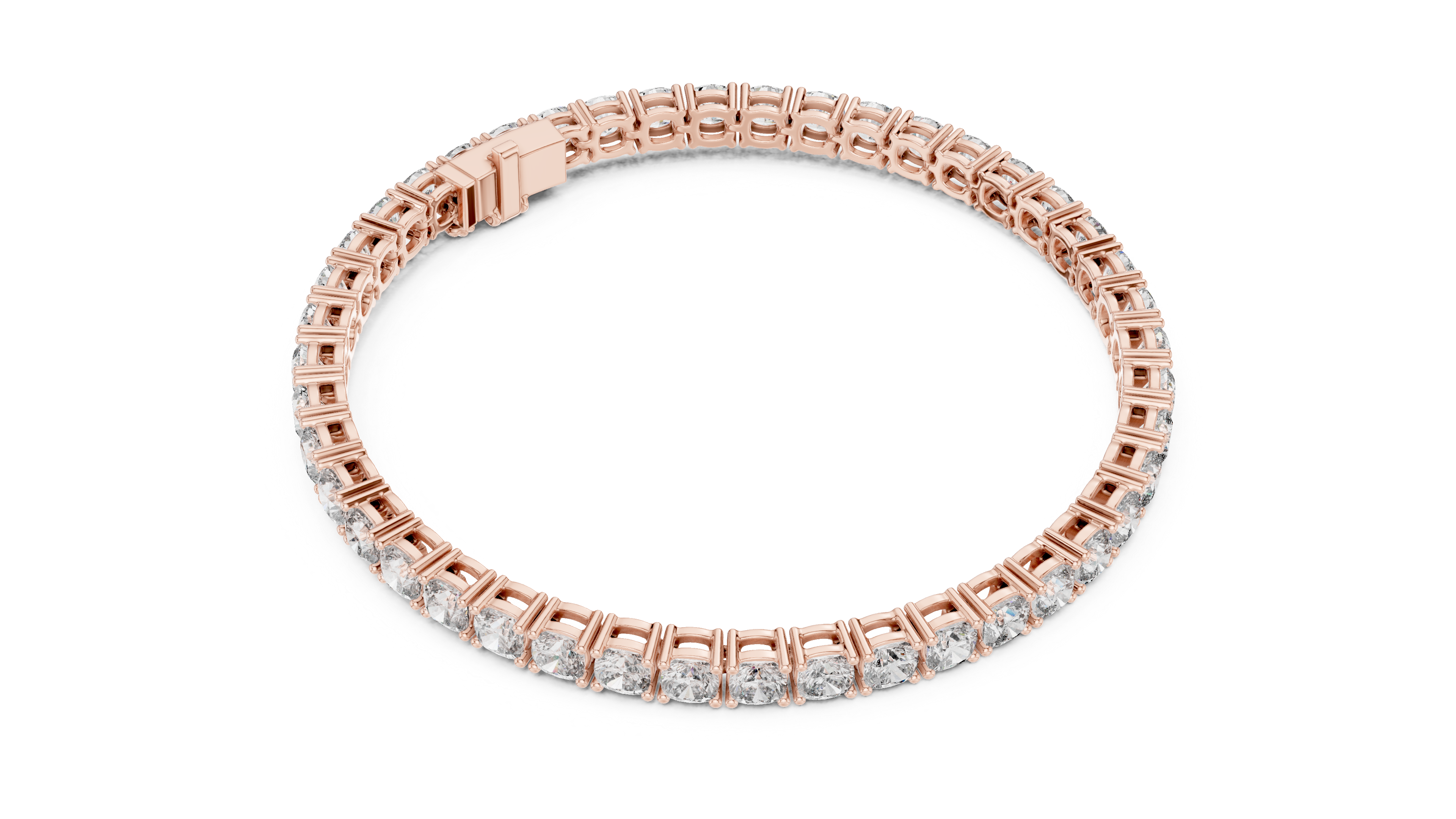 Rose Gold Cushion-Cut Moissanite Tennis Bracelet – Luxe Stone-Inspired Sparkle