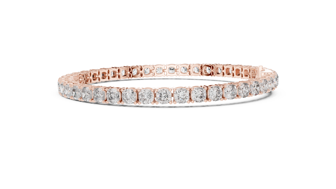 Rose Gold Cushion-Cut Moissanite Tennis Bracelet – Luxe Stone-Inspired Sparkle