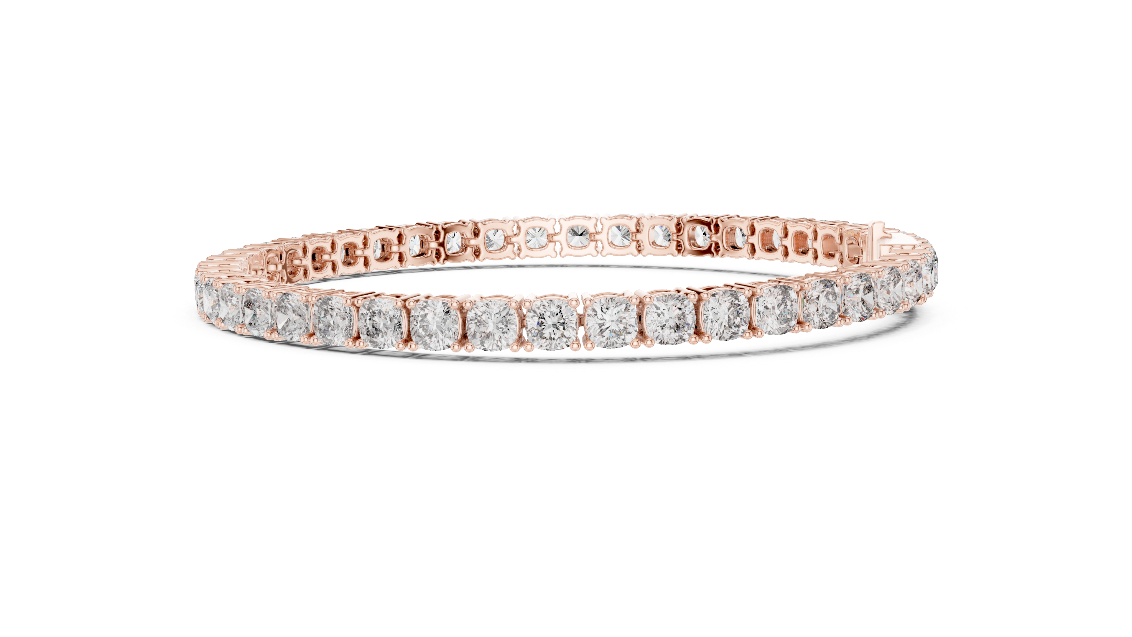 Rose Gold Cushion-Cut Moissanite Tennis Bracelet – Luxe Stone-Inspired Sparkle