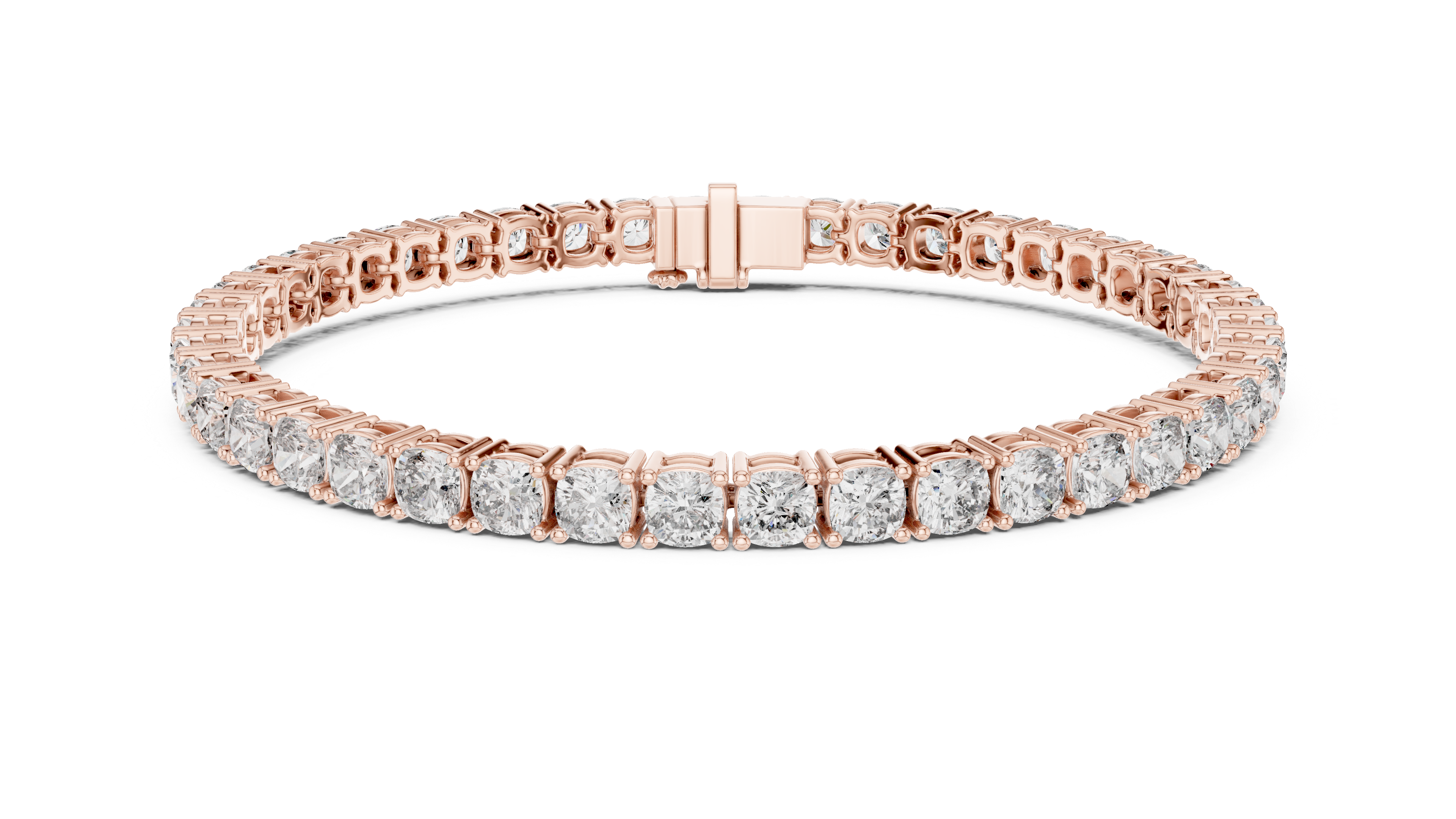 Rose Gold Cushion-Cut Moissanite Tennis Bracelet – Luxe Stone-Inspired Sparkle