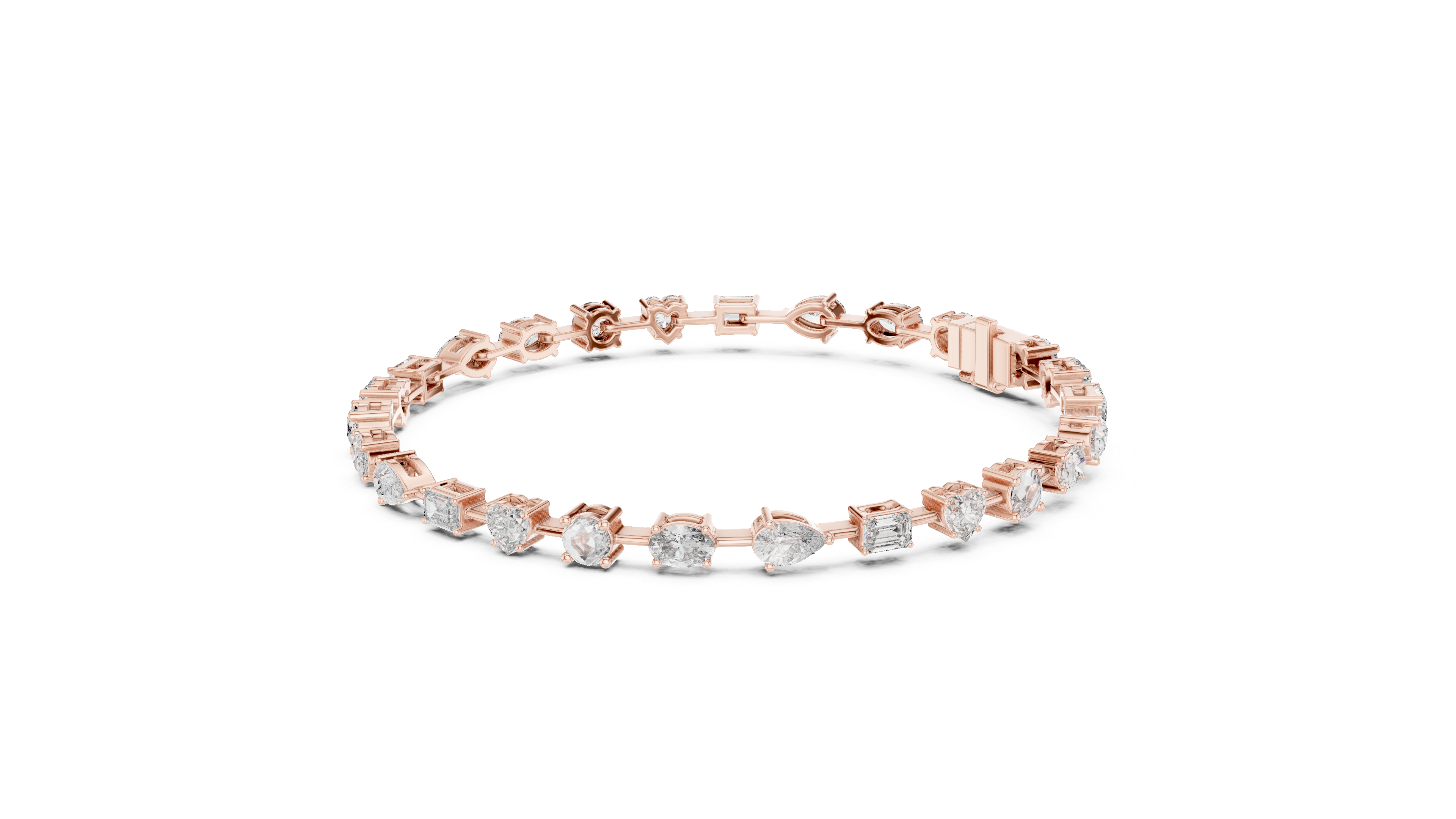 Yellow Gold Multi-Cut Moissanite Tennis Bracelet – Mixed Shape Stone Elegance