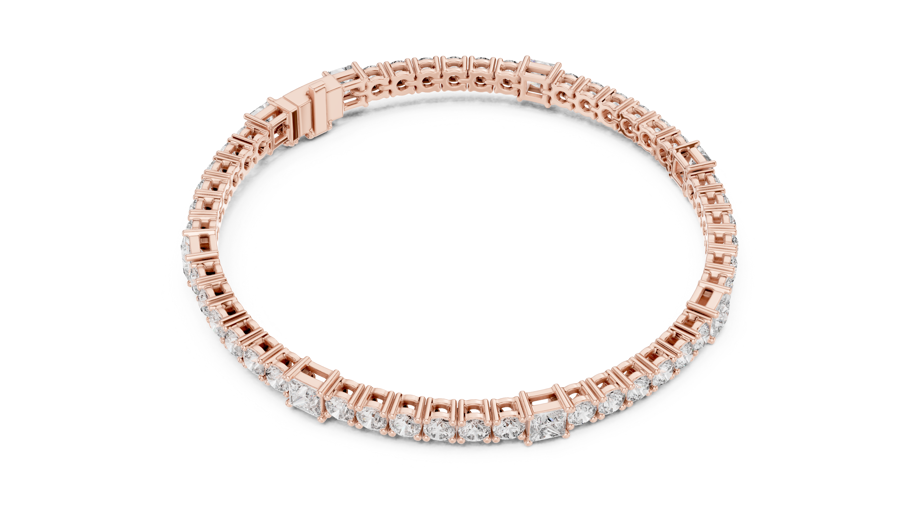 White Gold Mixed Shape Moissanite Tennis Bracelet – Alternating Stone Luxe Design