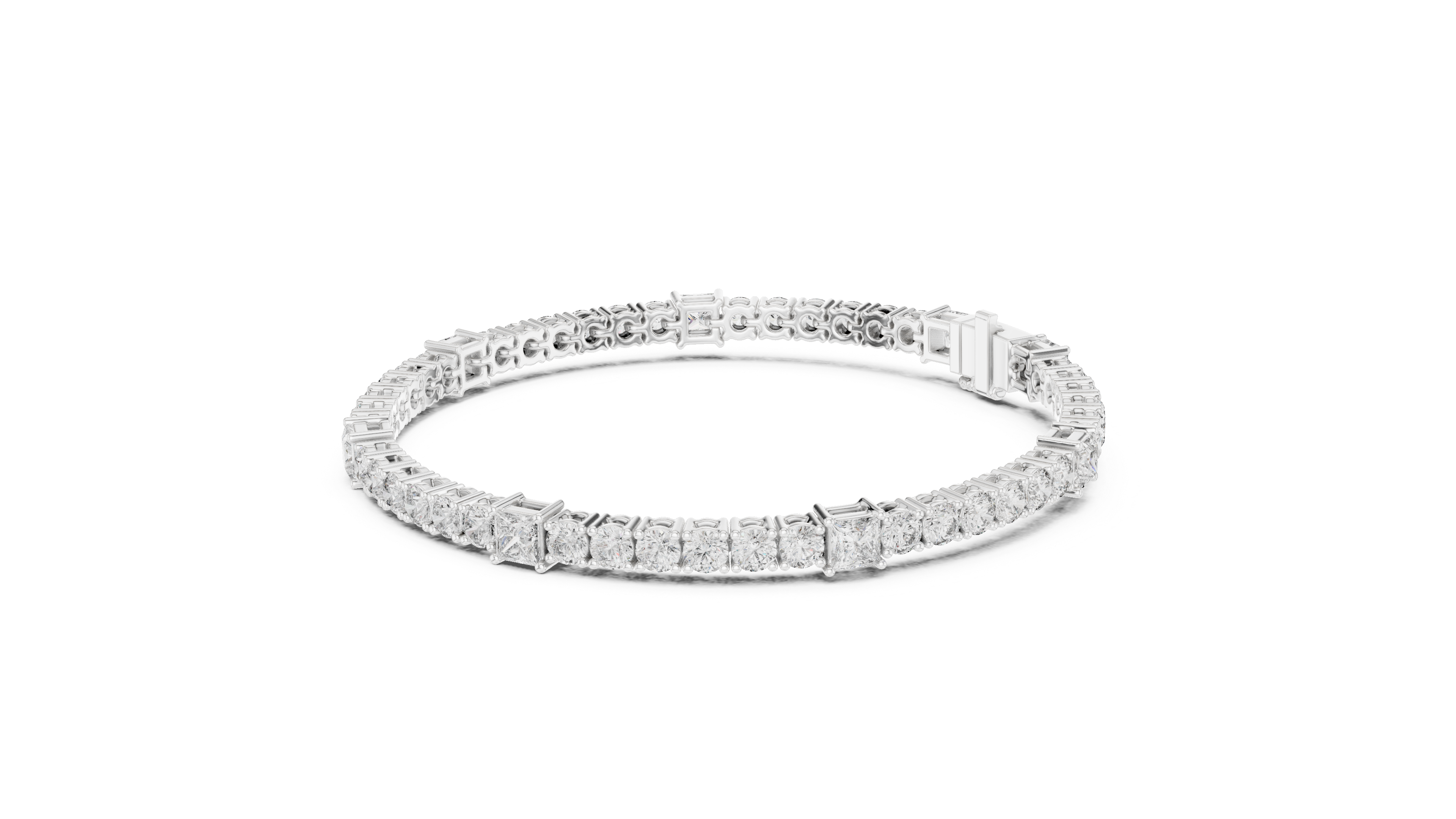 White Gold Mixed Shape Moissanite Tennis Bracelet – Alternating Stone Luxe Design