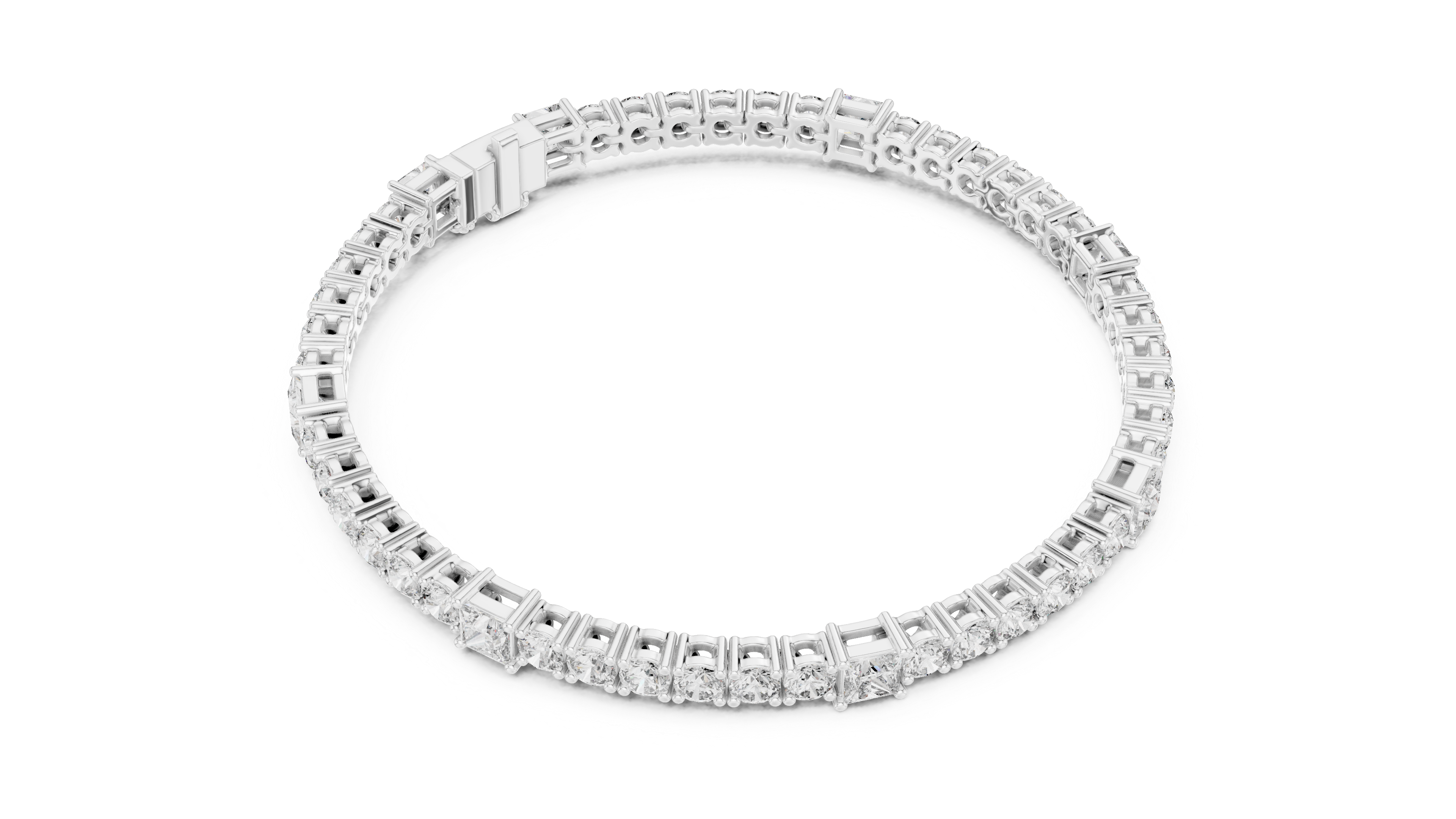White Gold Mixed Shape Moissanite Tennis Bracelet – Alternating Stone Luxe Design