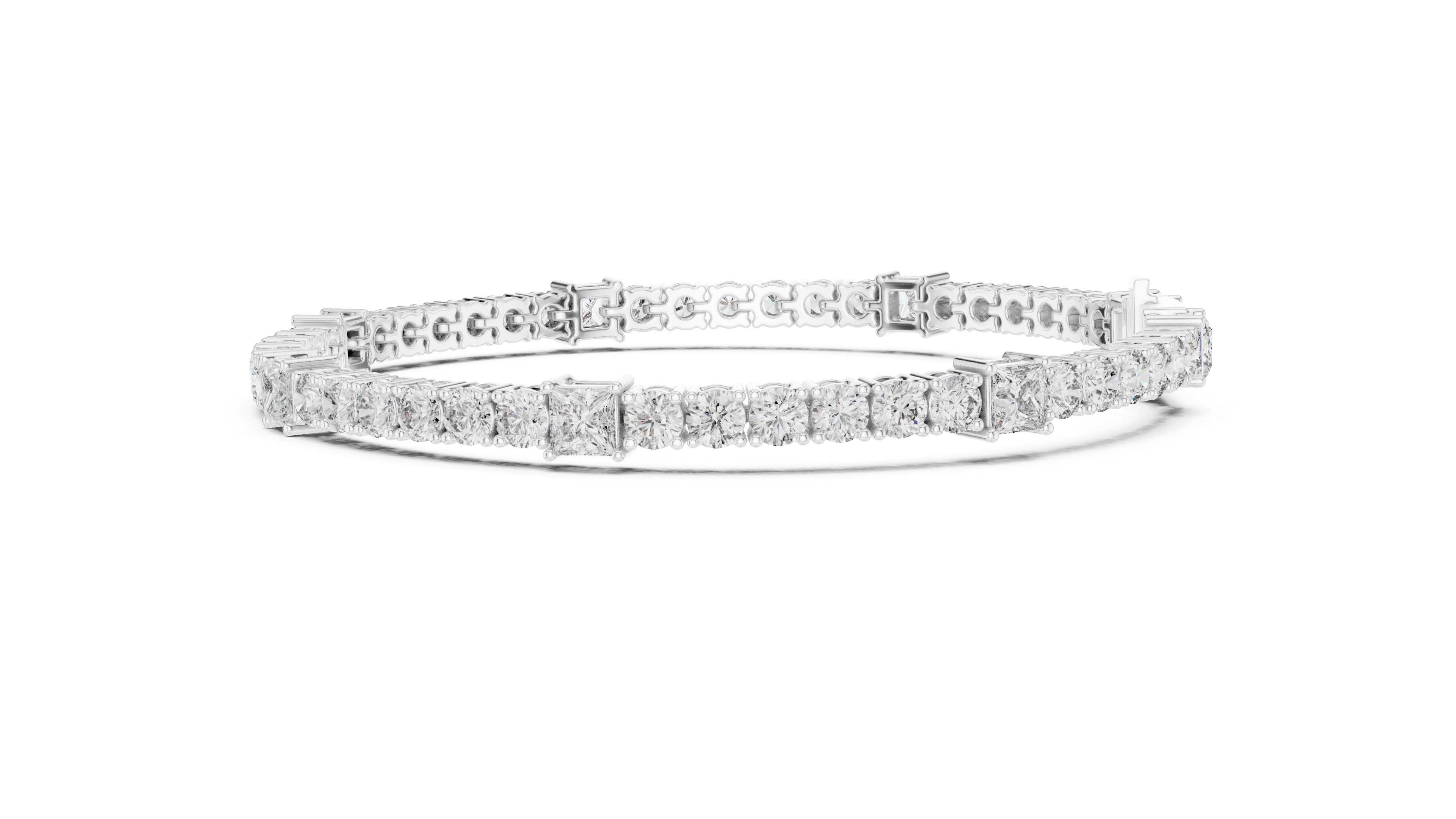 White Gold Mixed Shape Moissanite Tennis Bracelet – Alternating Stone Luxe Design