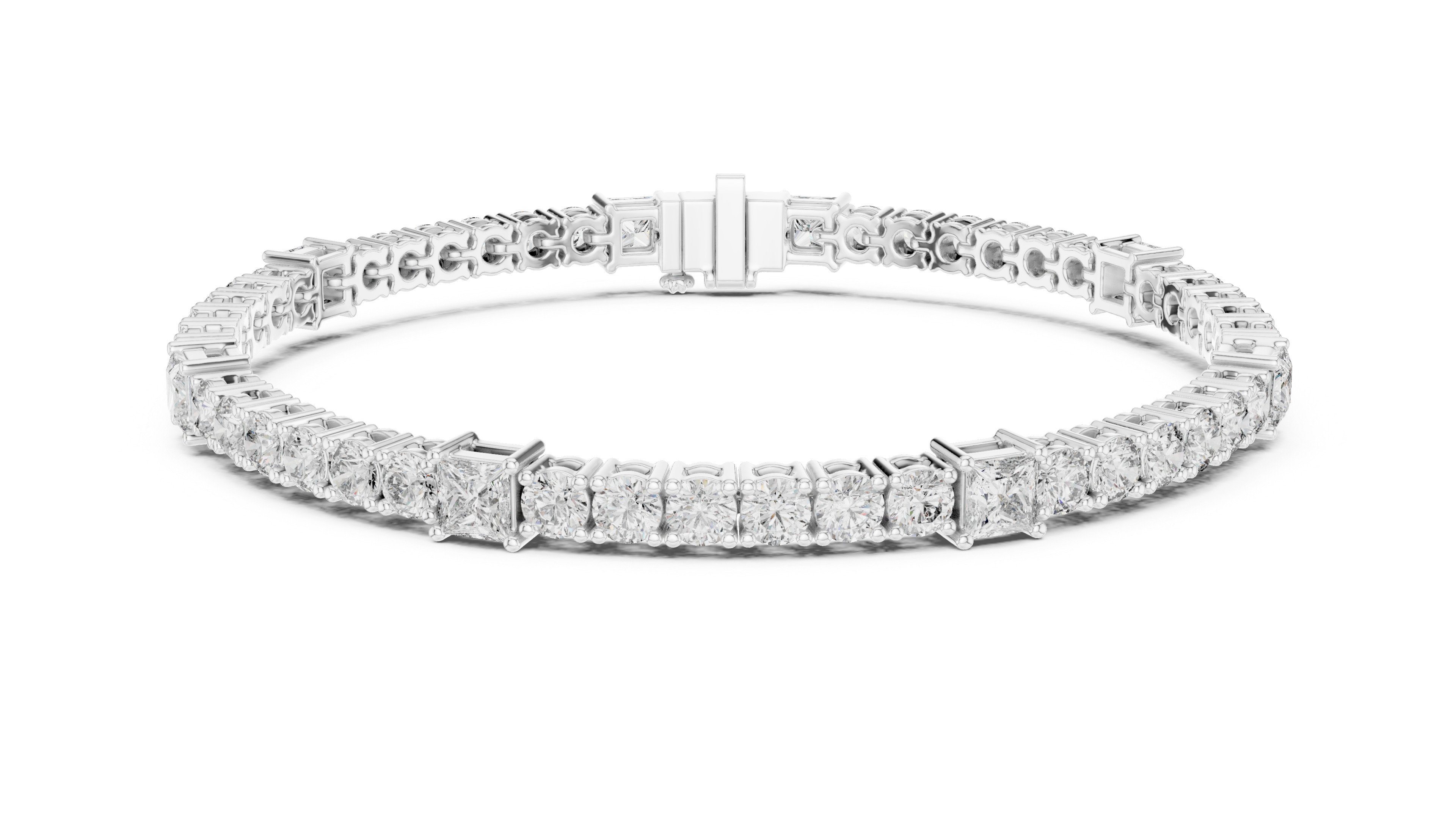 White Gold Mixed Shape Moissanite Tennis Bracelet – Alternating Stone Luxe Design