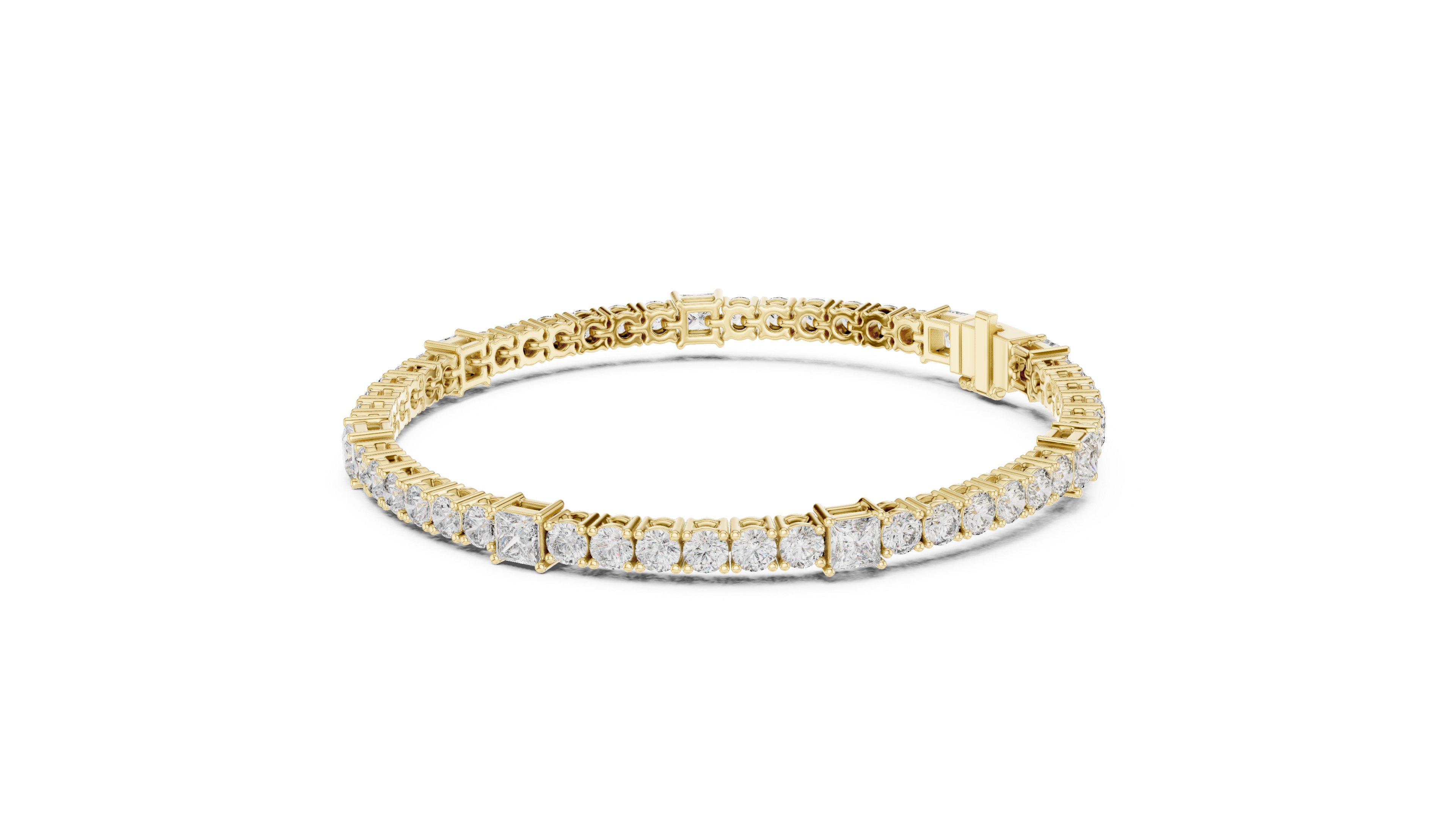White Gold Mixed Shape Moissanite Tennis Bracelet – Alternating Stone Luxe Design