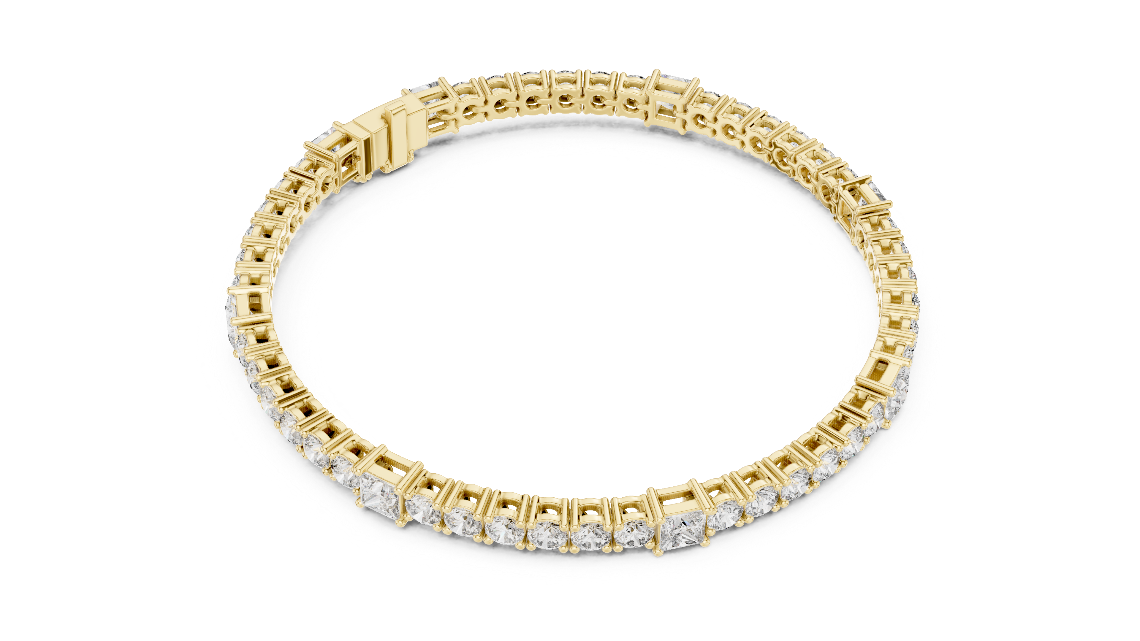 White Gold Mixed Shape Moissanite Tennis Bracelet – Alternating Stone Luxe Design