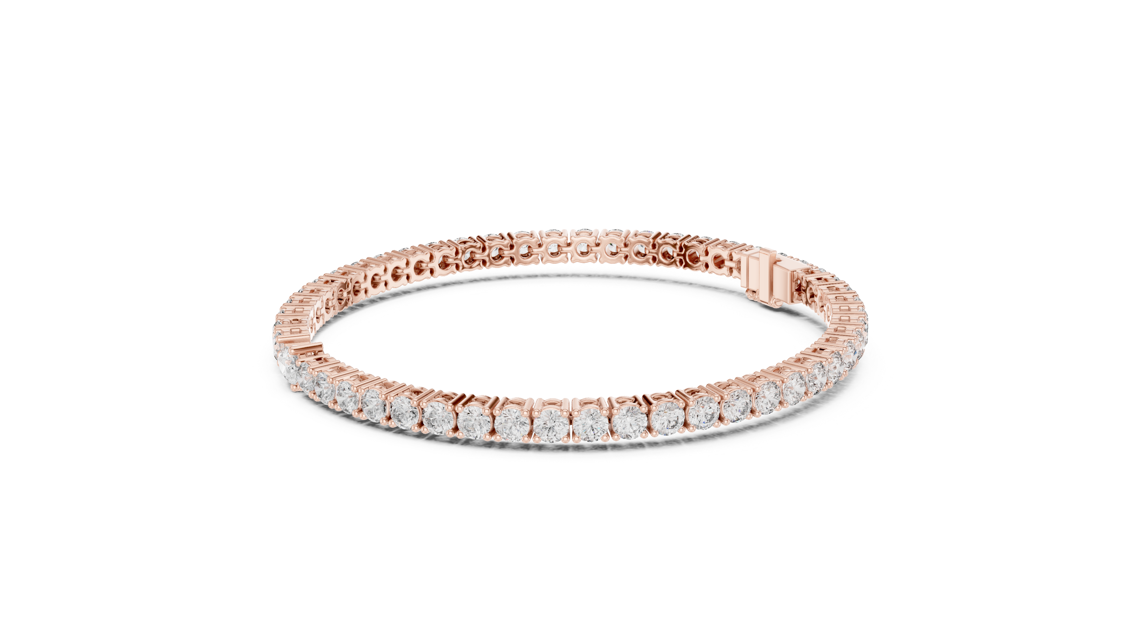 Rose Gold Classic Moissanite Tennis Bracelet – Timeless Round-Cut Stone Sparkle