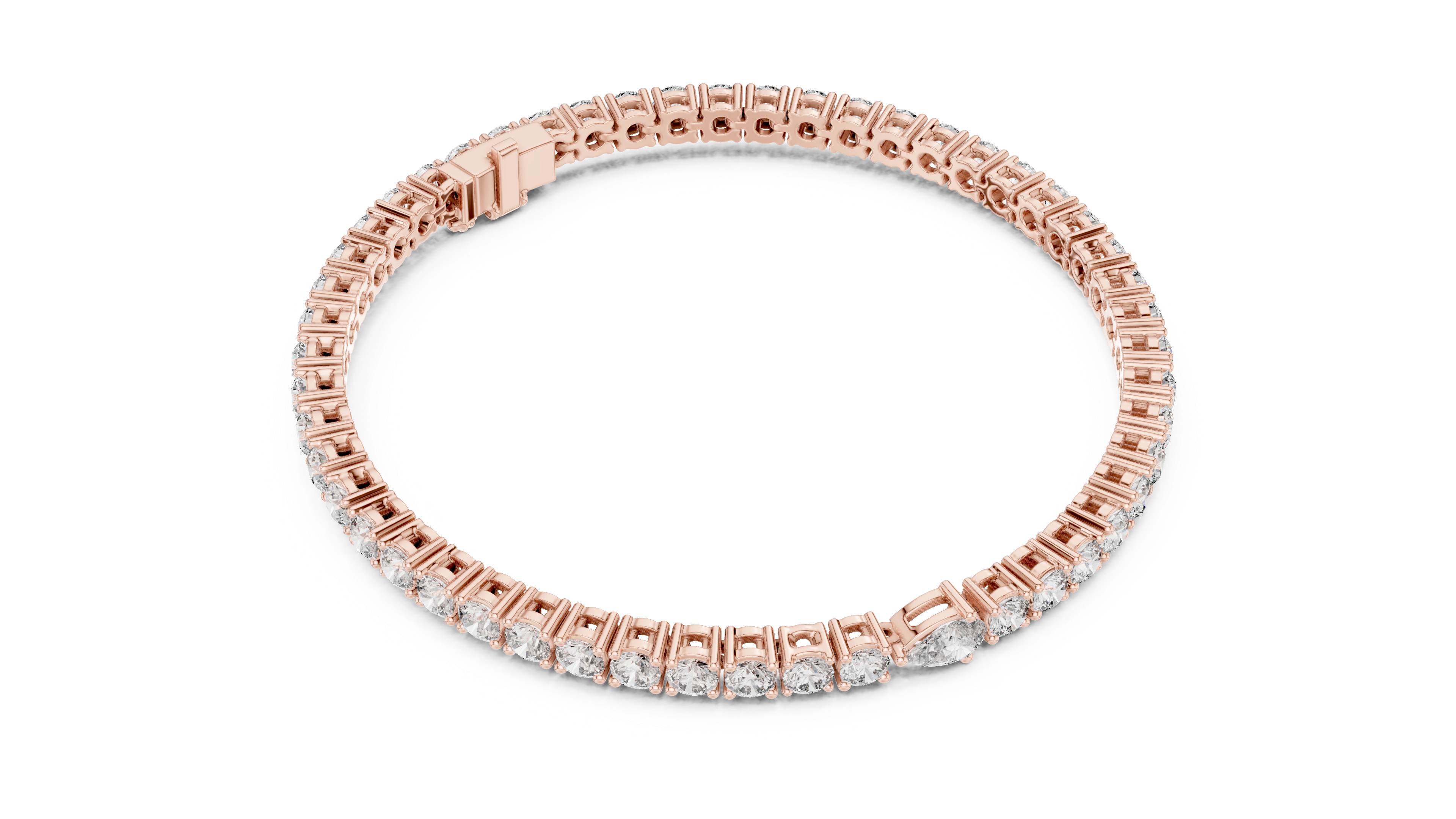 Rose Gold Classic Moissanite Tennis Bracelet – Timeless Round-Cut Stone Sparkle