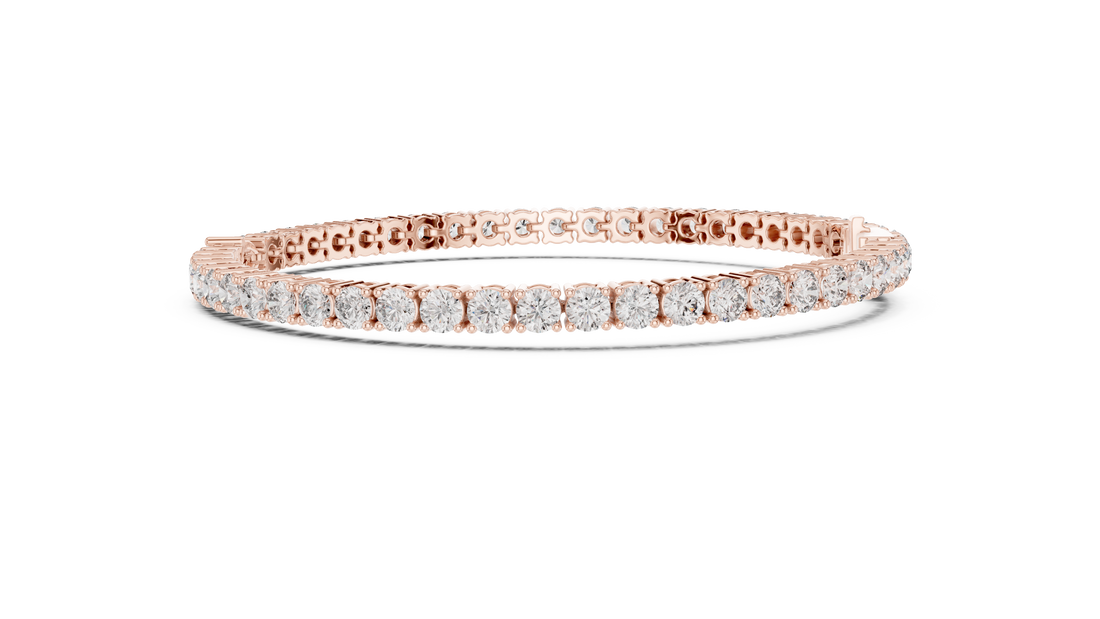 Rose Gold Classic Moissanite Tennis Bracelet – Timeless Round-Cut Stone Sparkle