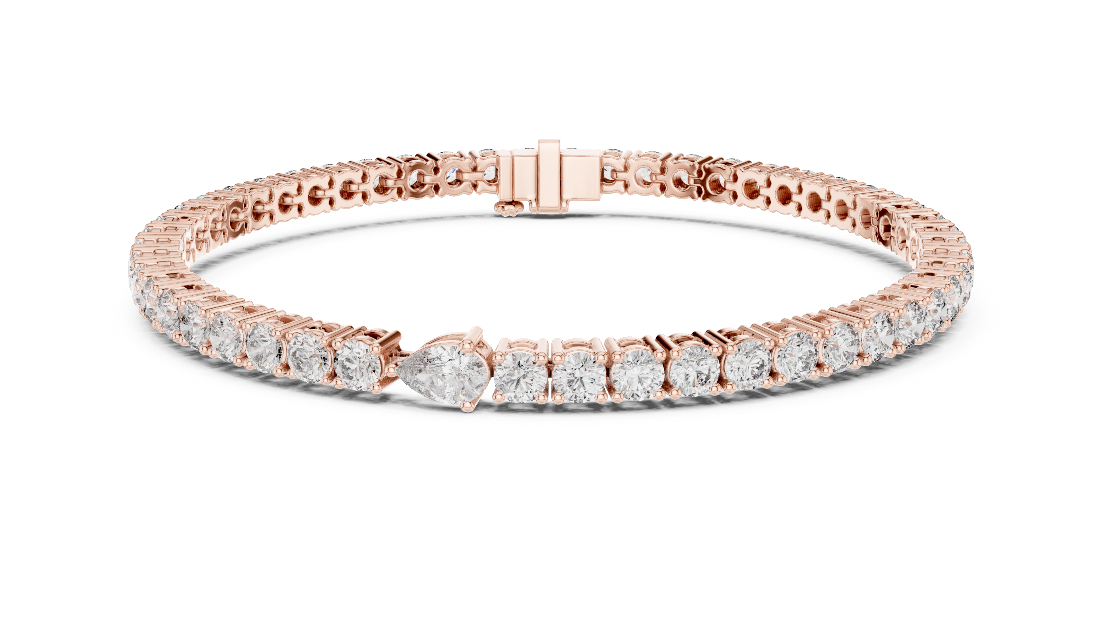 Rose Gold Classic Moissanite Tennis Bracelet – Timeless Round-Cut Stone Sparkle