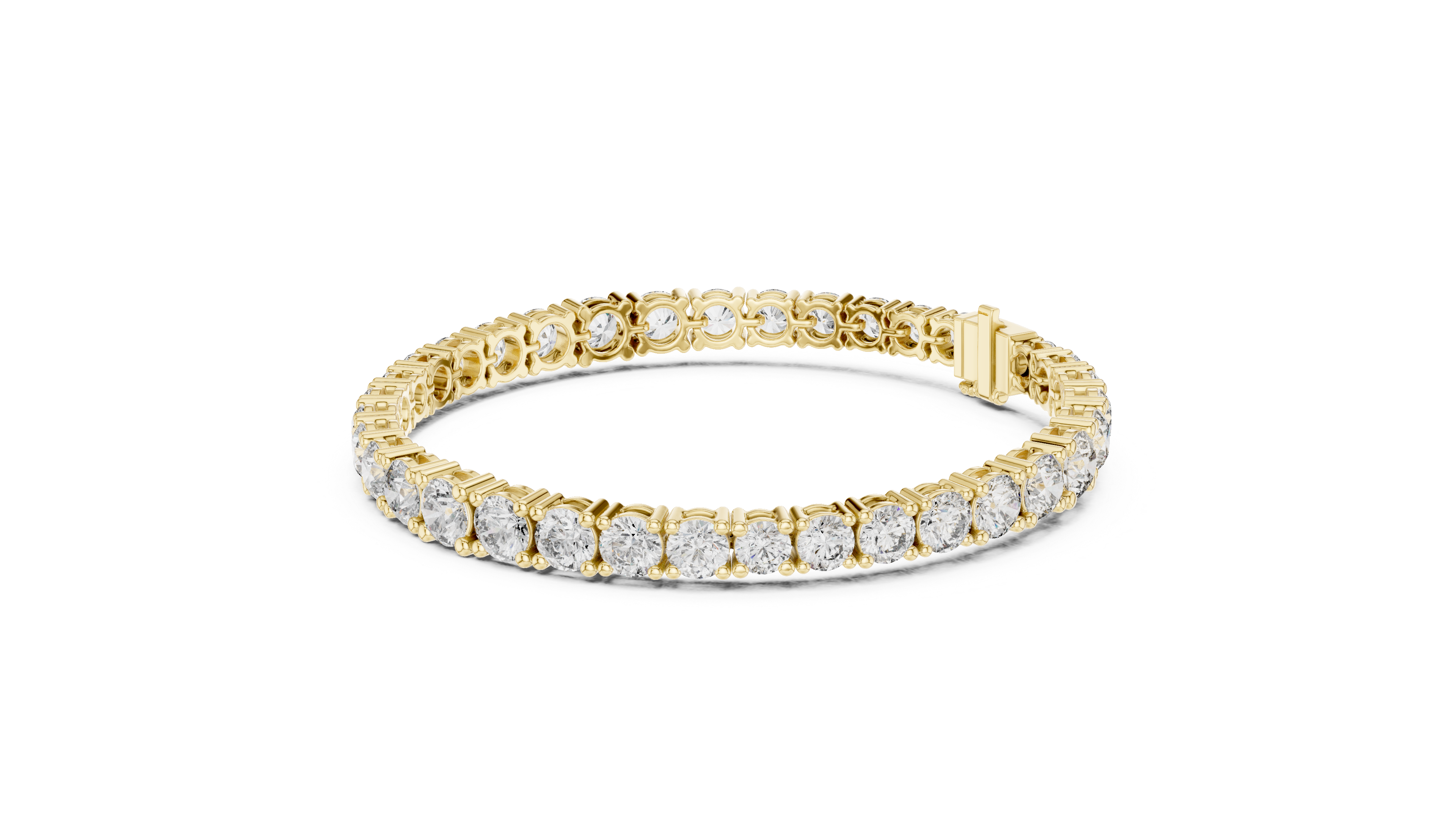 Yellow Gold Round-Cut Moissanite Tennis Bracelet – Classic Stone-Inspired Brilliance