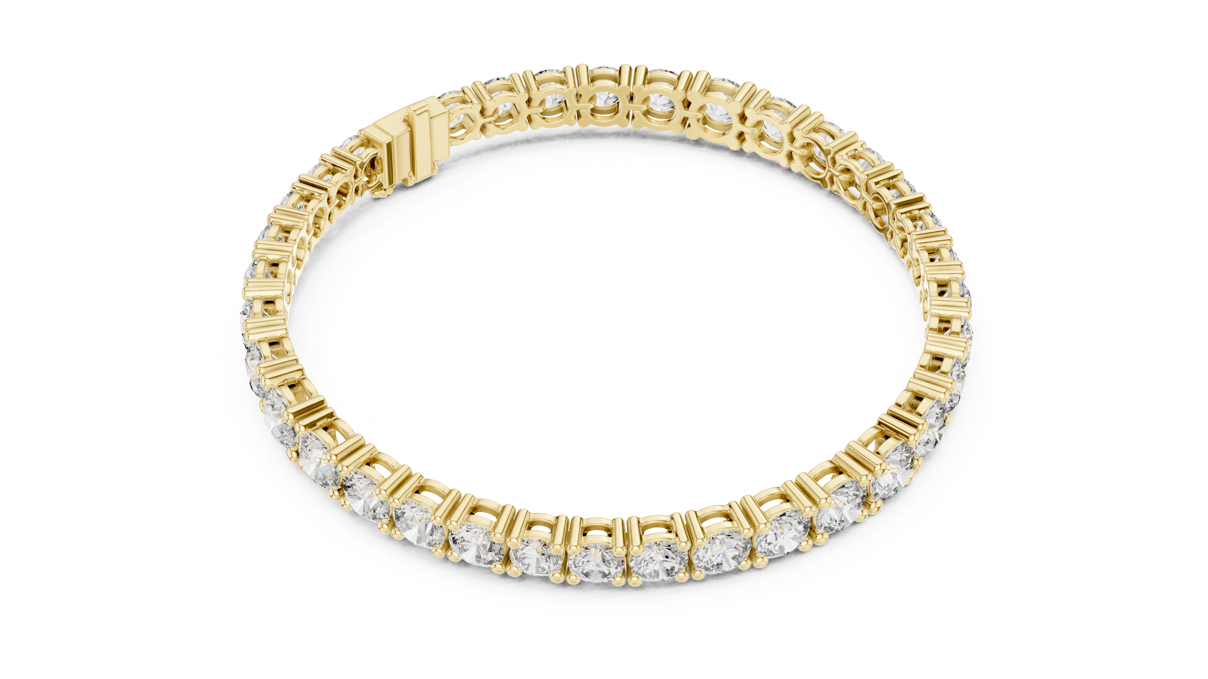 Yellow Gold Round-Cut Moissanite Tennis Bracelet – Classic Stone-Inspired Brilliance