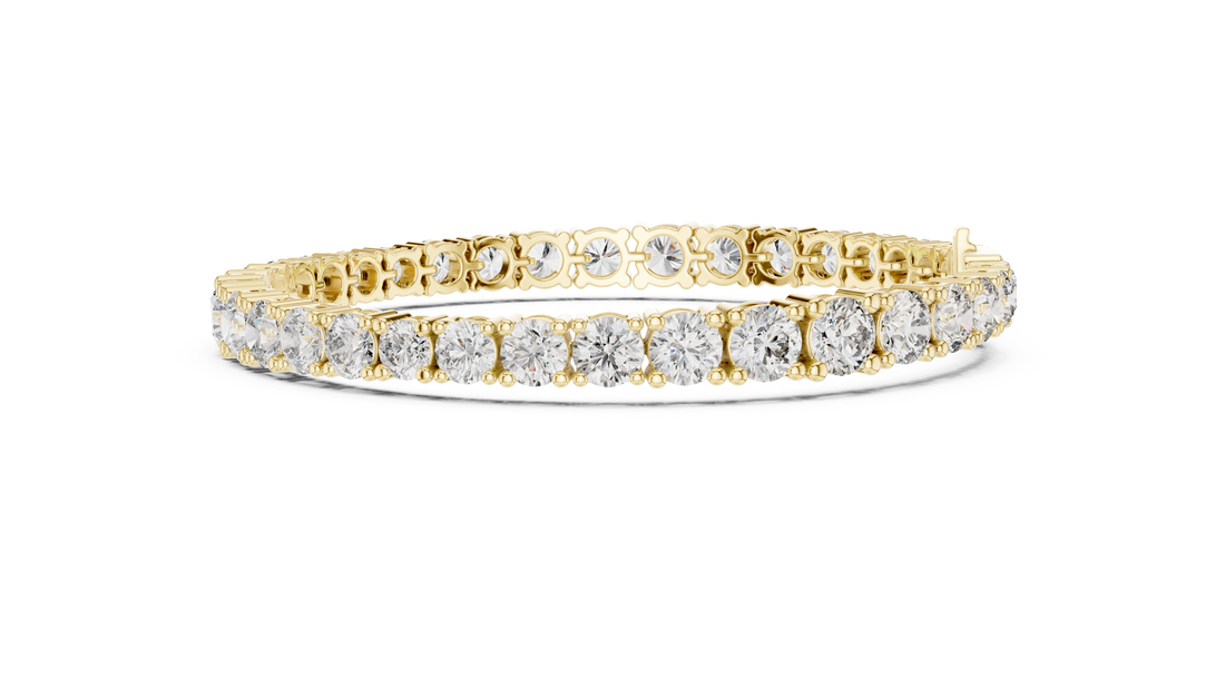 Yellow Gold Round-Cut Moissanite Tennis Bracelet – Classic Stone-Inspired Brilliance