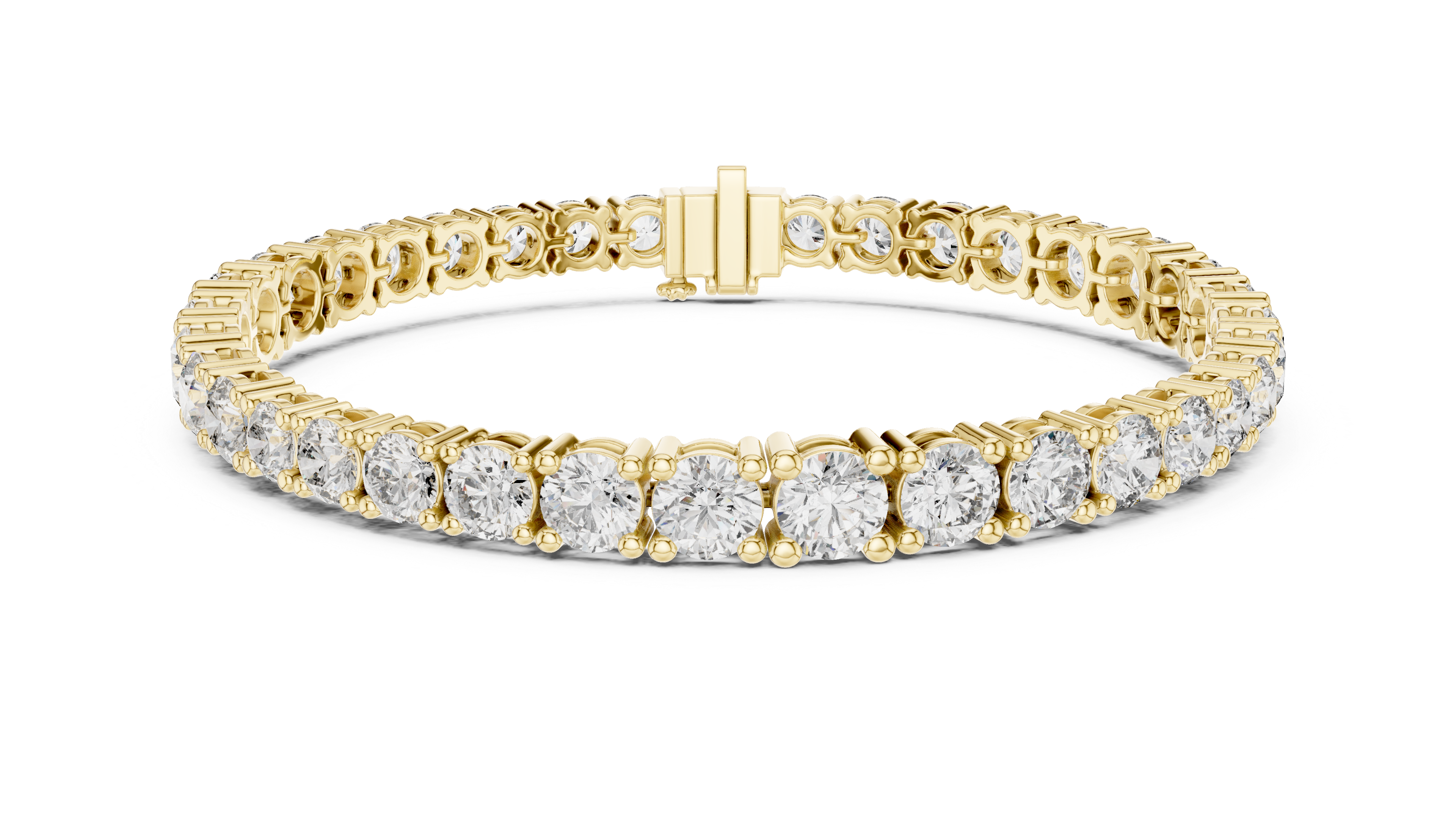Yellow Gold Round-Cut Moissanite Tennis Bracelet – Classic Stone-Inspired Brilliance