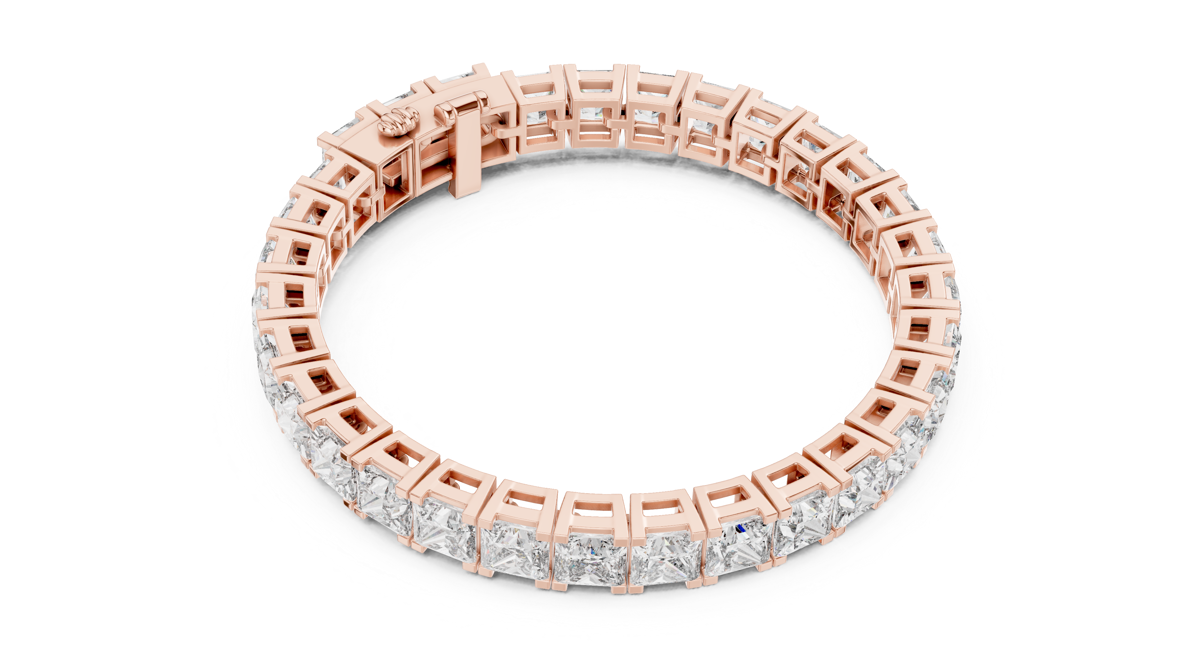 White Gold Princess-Cut Moissanite Tennis Bracelet – Bold Square Stone Brilliance