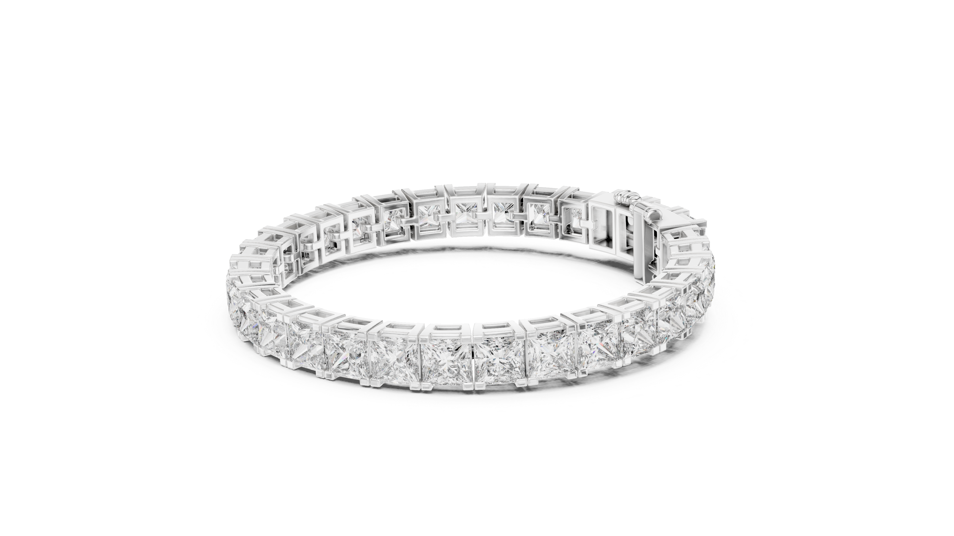 White Gold Princess-Cut Moissanite Tennis Bracelet – Bold Square Stone Brilliance
