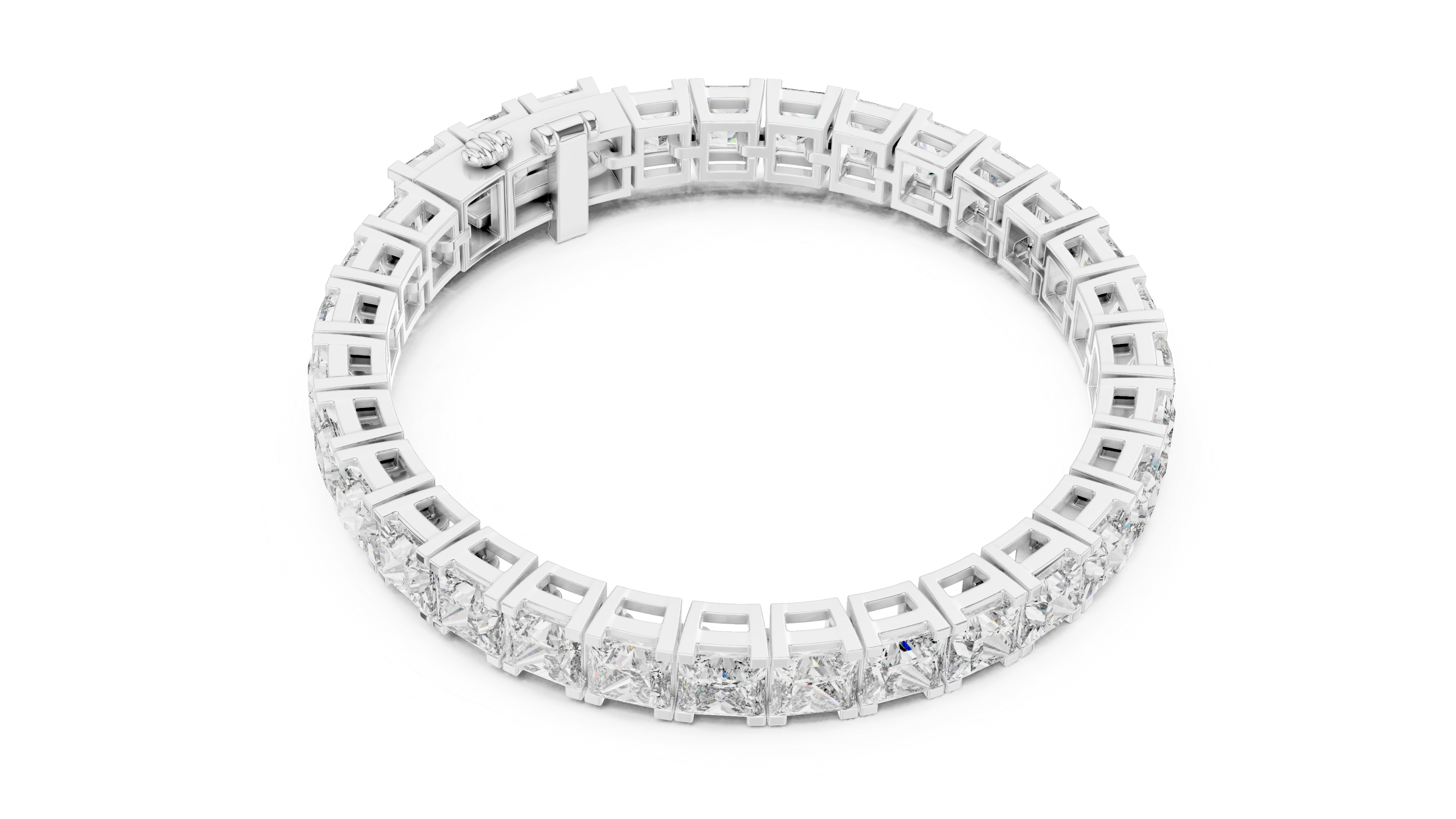 White Gold Princess-Cut Moissanite Tennis Bracelet – Bold Square Stone Brilliance