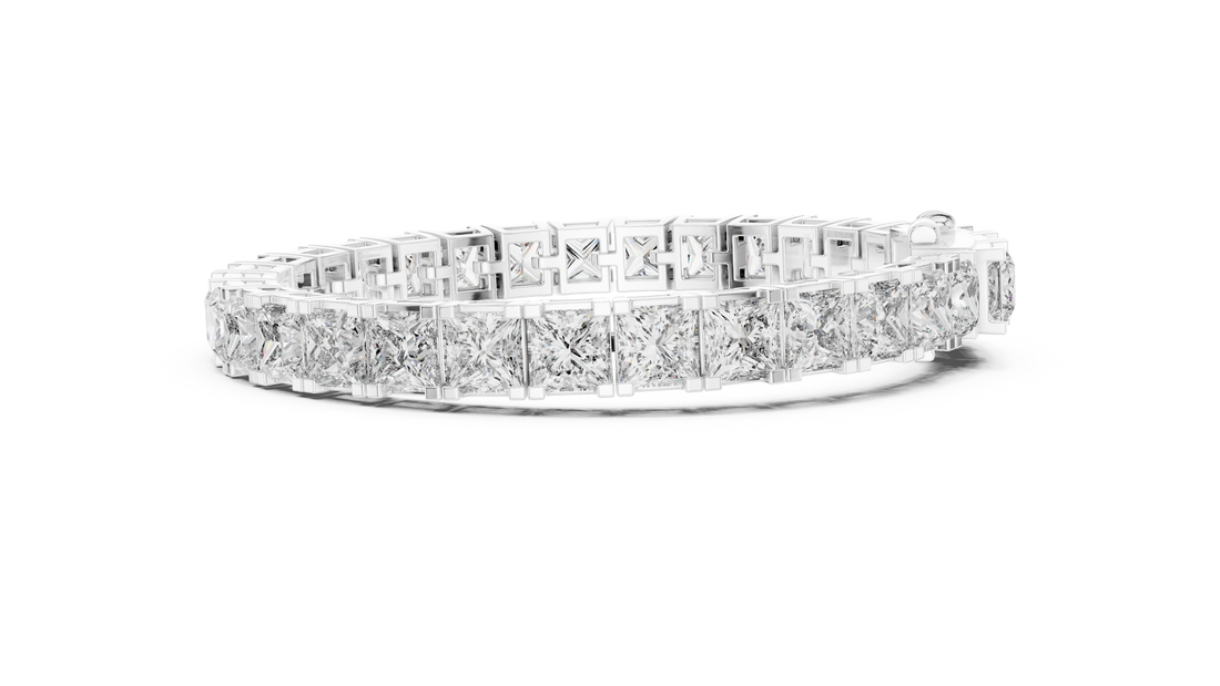 White Gold Princess-Cut Moissanite Tennis Bracelet – Bold Square Stone Brilliance