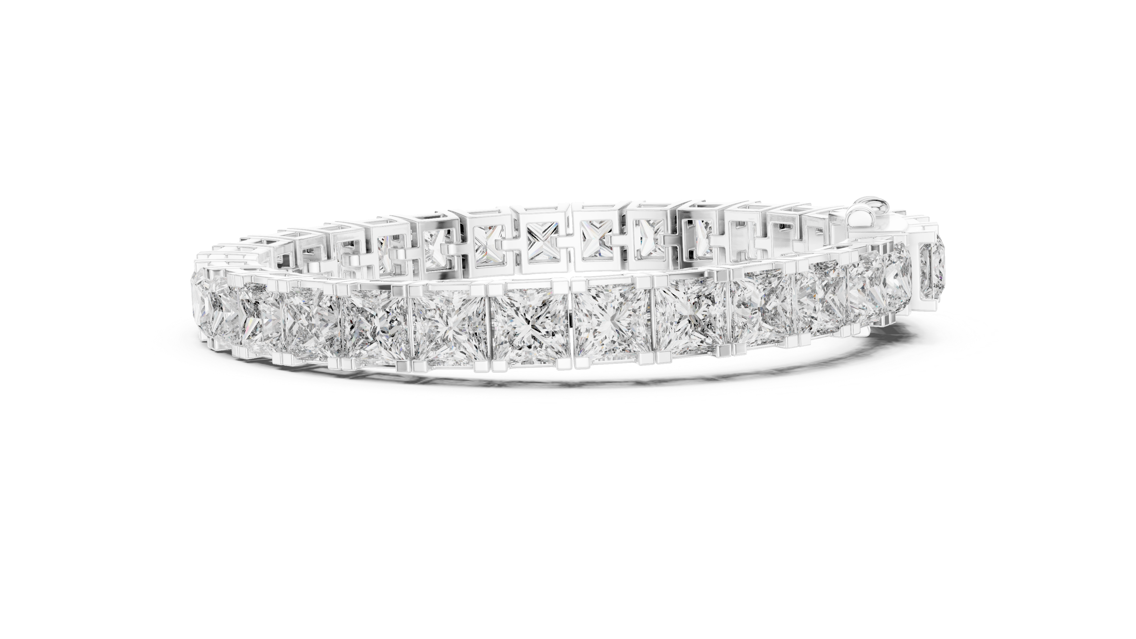 White Gold Princess-Cut Moissanite Tennis Bracelet – Bold Square Stone Brilliance