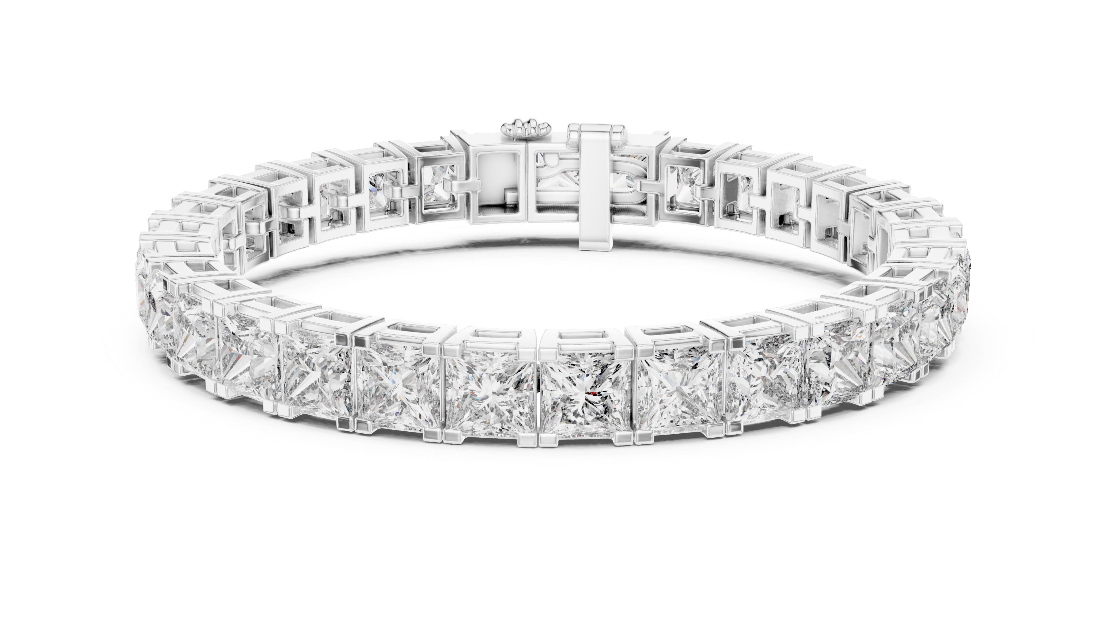 White Gold Princess-Cut Moissanite Tennis Bracelet – Bold Square Stone Brilliance